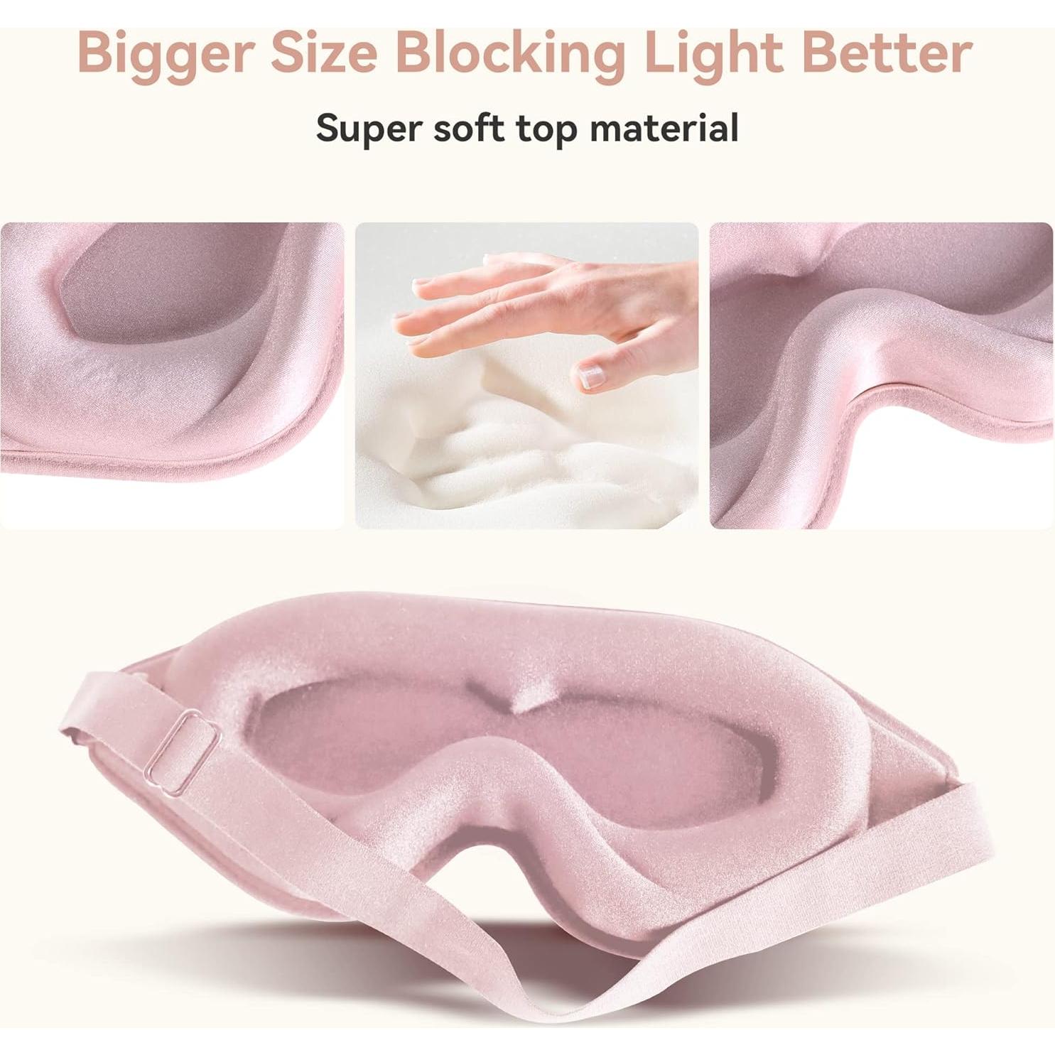 Máscara de Sueño 3D QUWOLACE Rosa Ajustable para Dormir