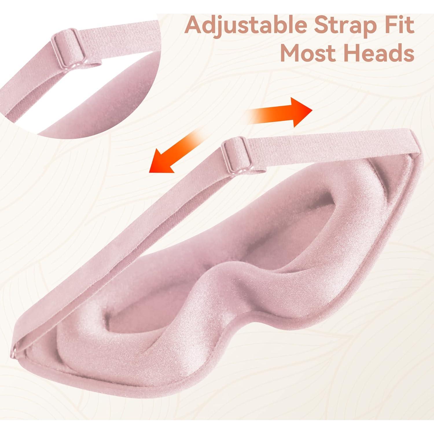 Máscara de Sueño 3D QUWOLACE Rosa Ajustable para Dormir