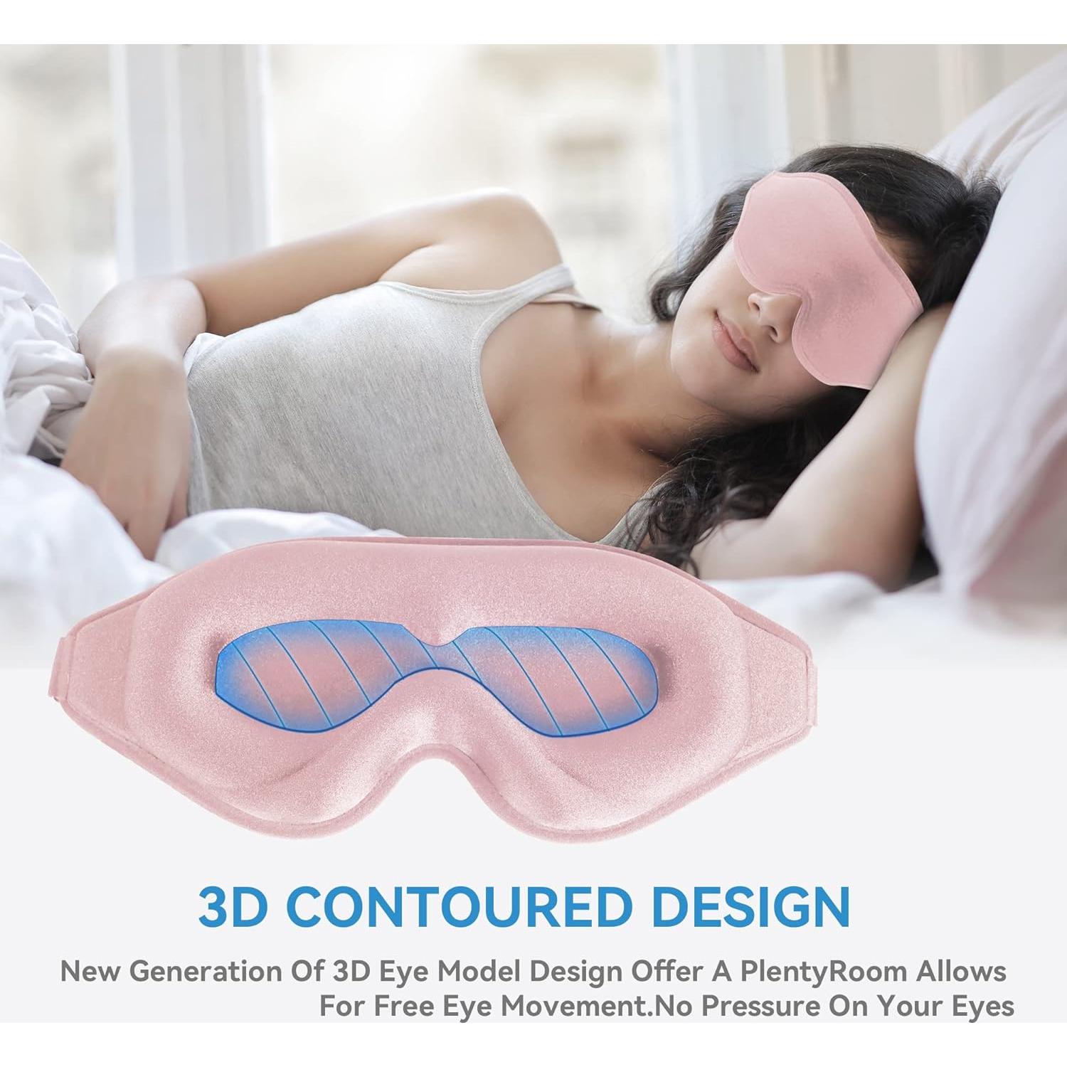 Máscara de Sueño 3D QUWOLACE Rosa Ajustable para Dormir
