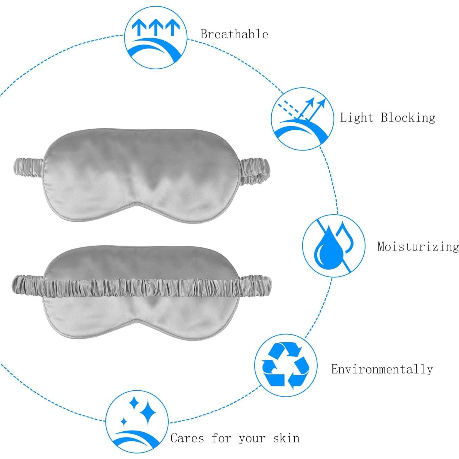 Máscara para Dormir CREHODEC Antifaz de Seda Negro