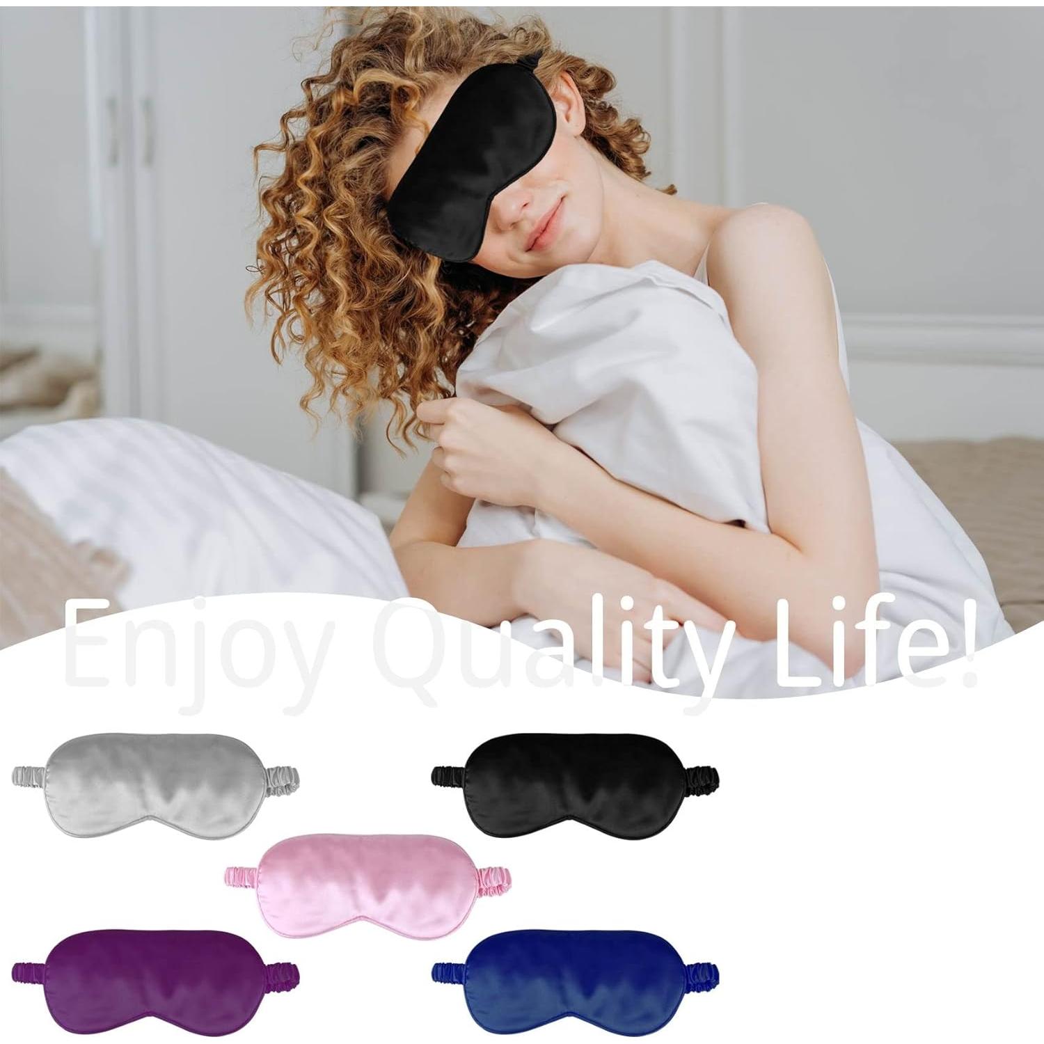 Máscara para Dormir CREHODEC Antifaz de Seda Negro