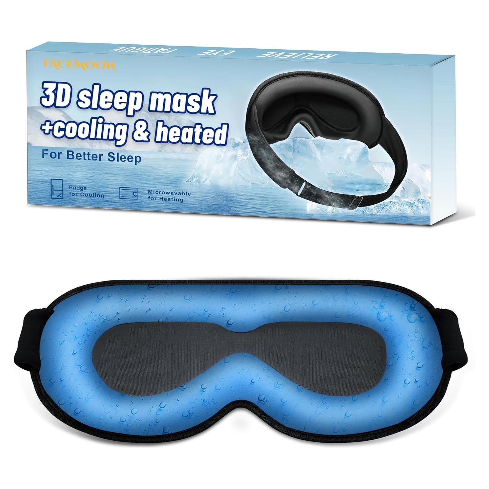 Máscara de Sueño 3D FACEMOON Gel Frío Ajustable Negro