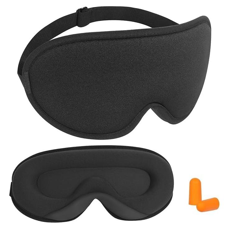 Máscara para dormir 3D ANPKEC, bloquea 99% luz, ajustable