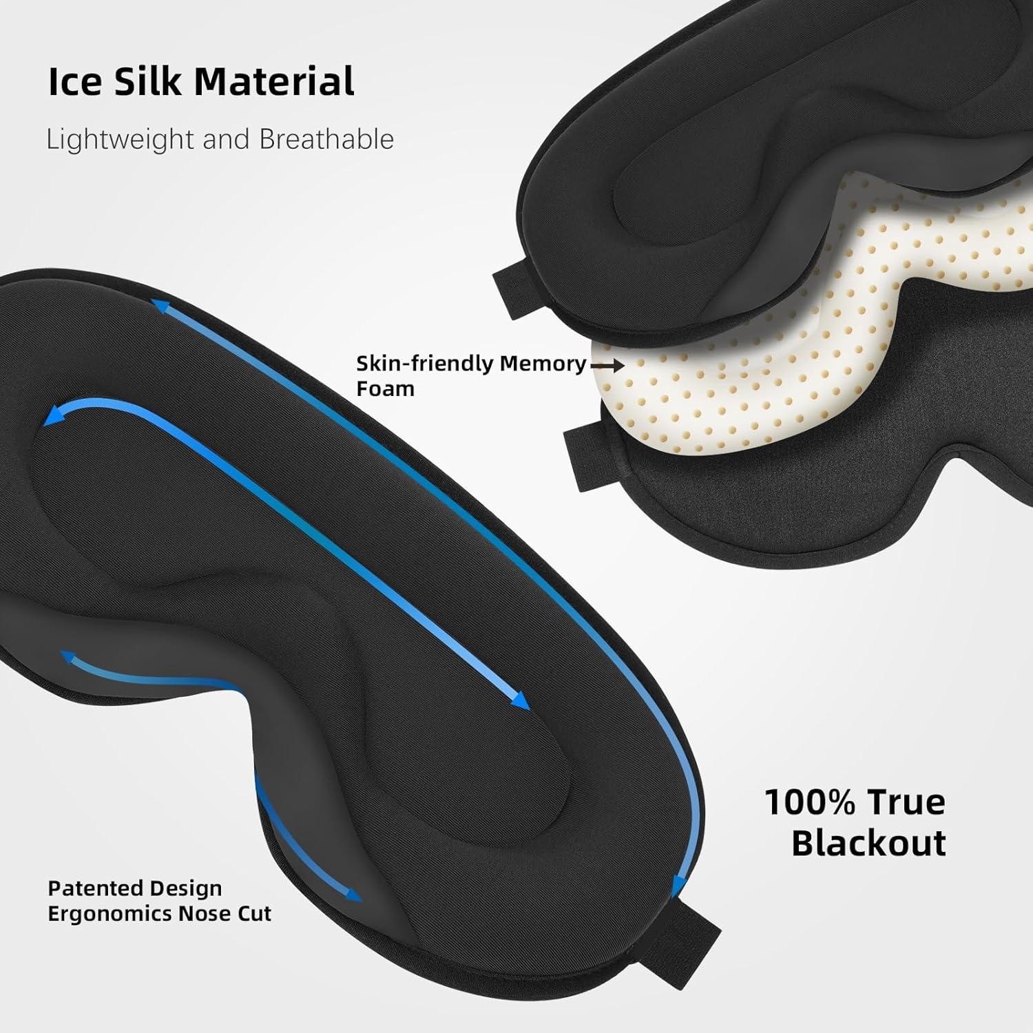 Máscara para dormir 3D ANPKEC, bloquea 99% luz, ajustable