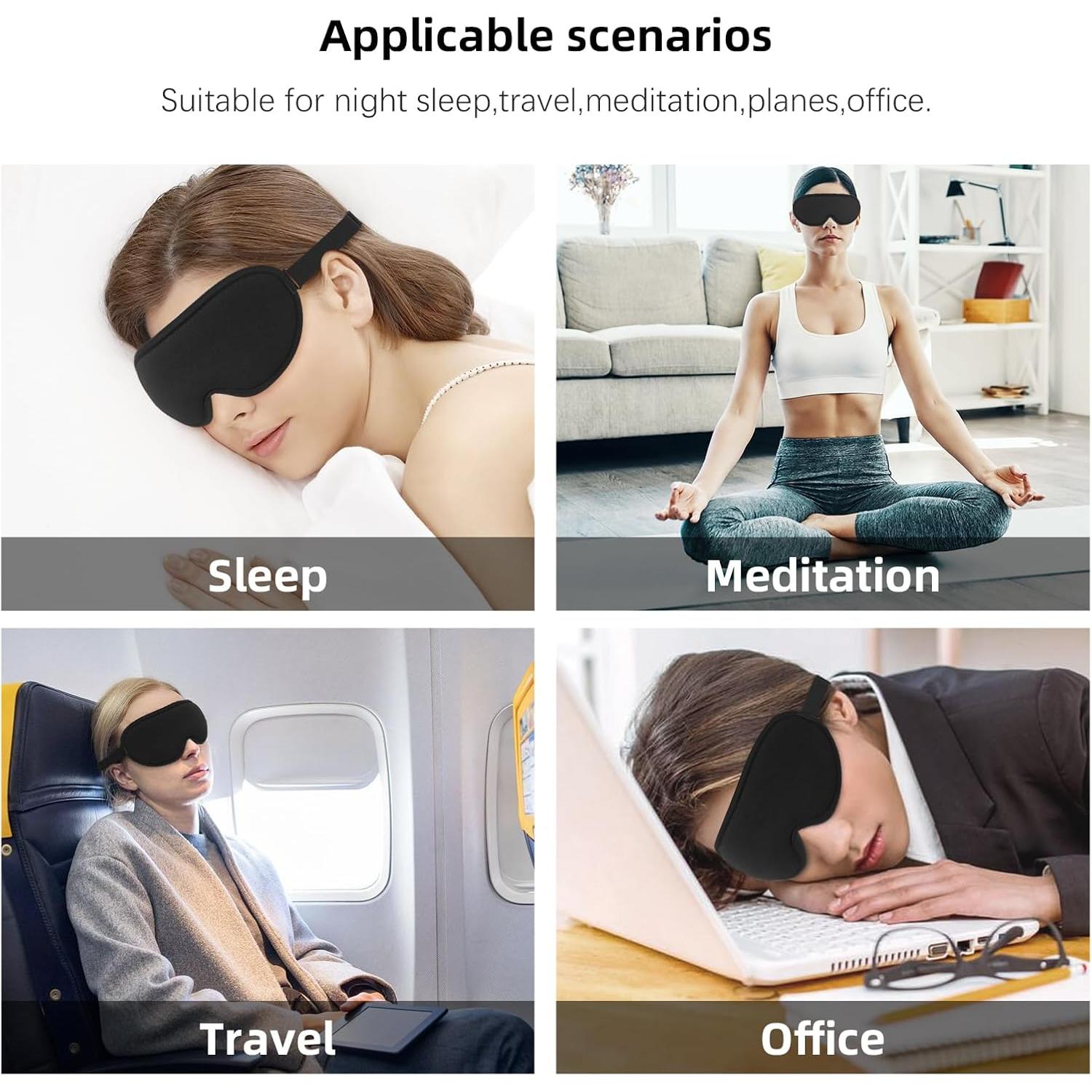 Máscara para dormir 3D ANPKEC, bloquea 99% luz, ajustable