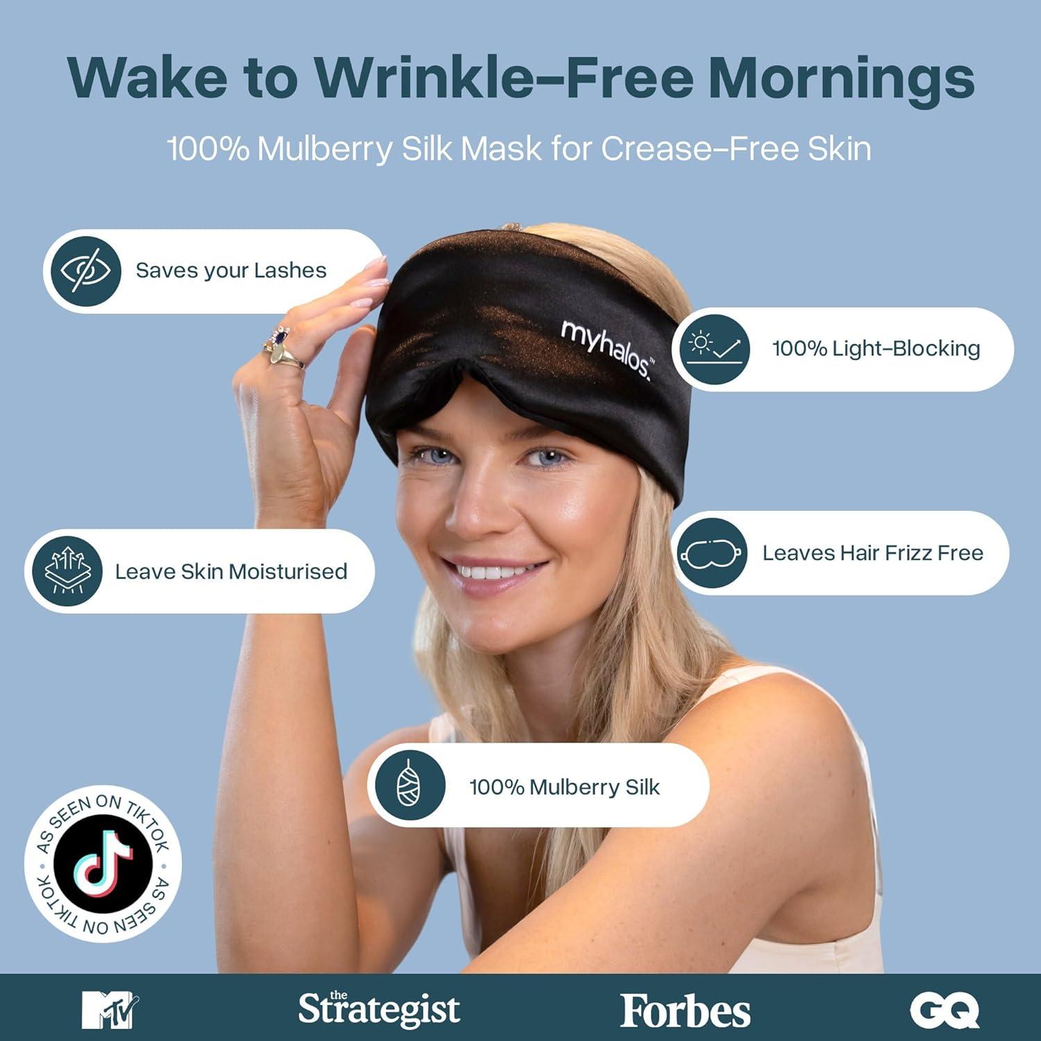 Máscara de Sueño de Seda MyHalos 3D para Dormir - Negra