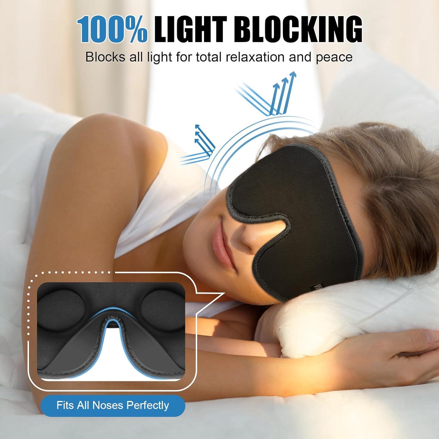 Máscara de Sueño 3D WellSync Ajustable + Tapones Oídos