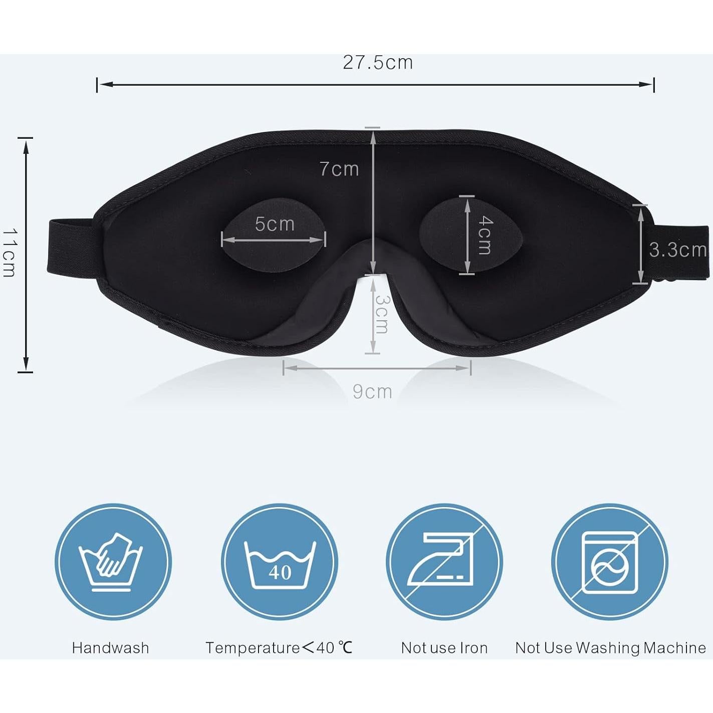 Máscara de Sueño 3D WellSync Ajustable + Tapones Oídos