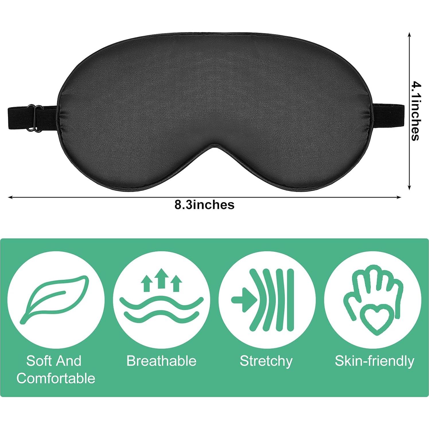 6 Piezas Máscaras de Sueño Geyoga Seda Suave Ajustables