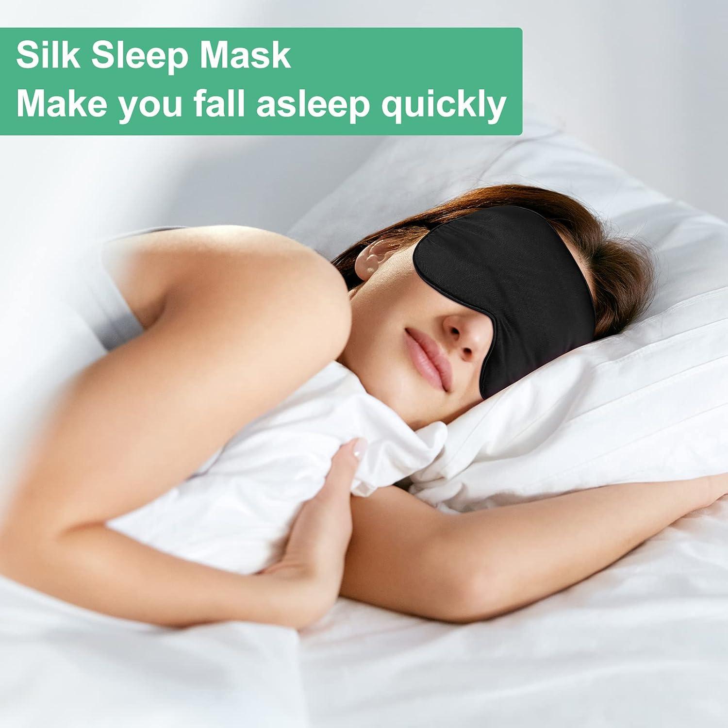 6 Piezas Máscaras de Sueño Geyoga Seda Suave Ajustables