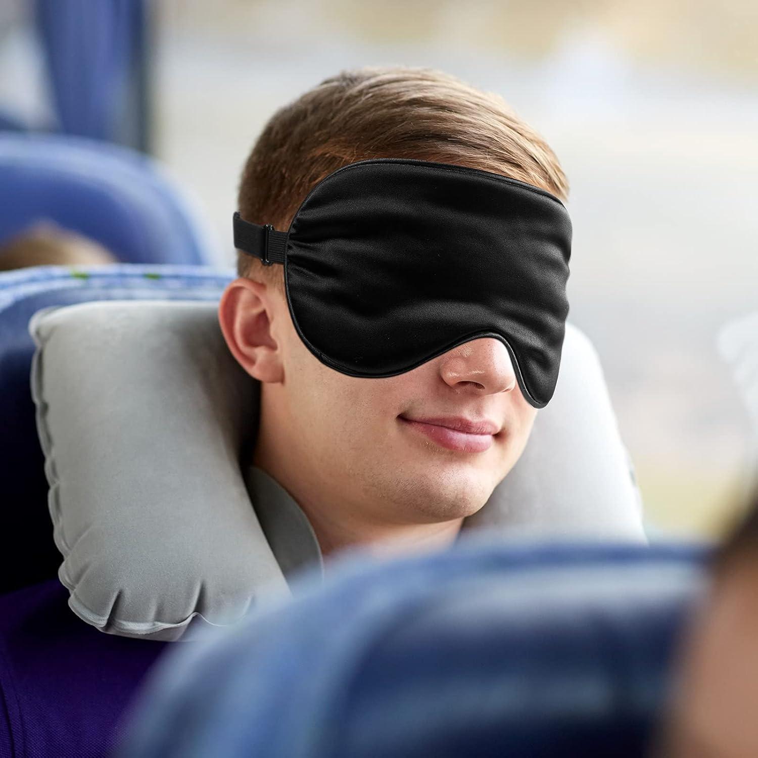 6 Piezas Máscaras de Sueño Geyoga Seda Suave Ajustables