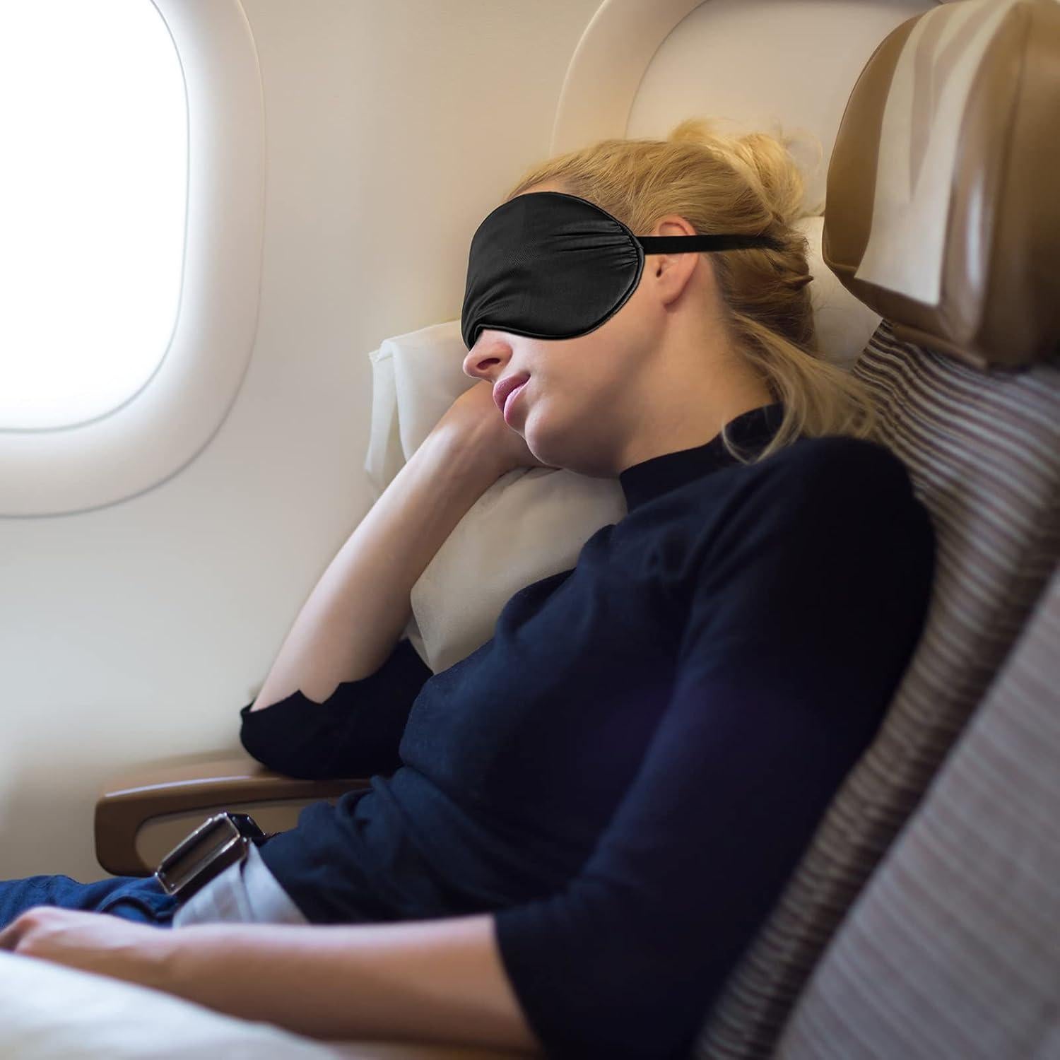 6 Piezas Máscaras de Sueño Geyoga Seda Suave Ajustables