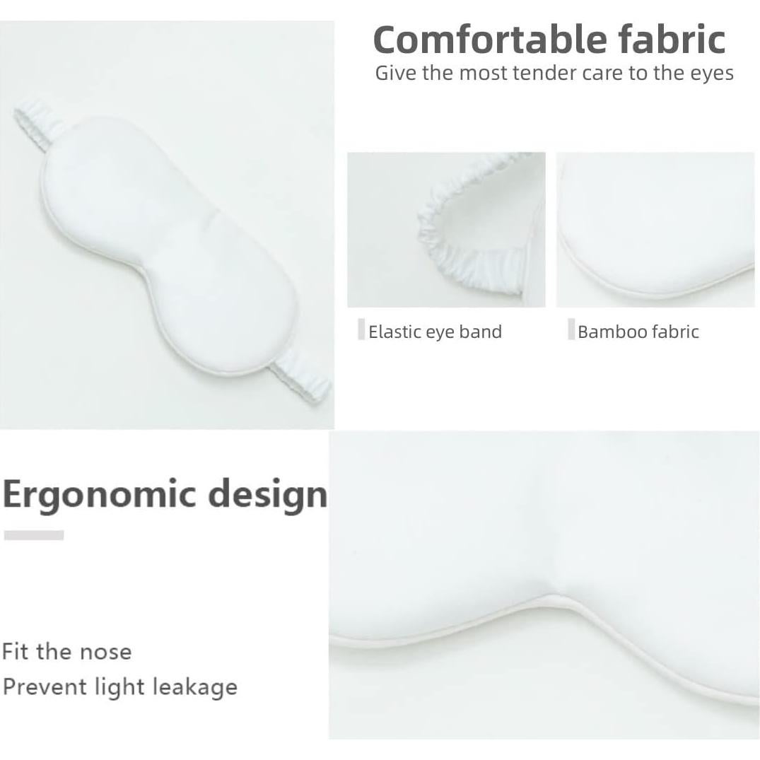 Máscara de Sueño HBHLFZ 2 Piezas - Fibra de Bambú - Blanca