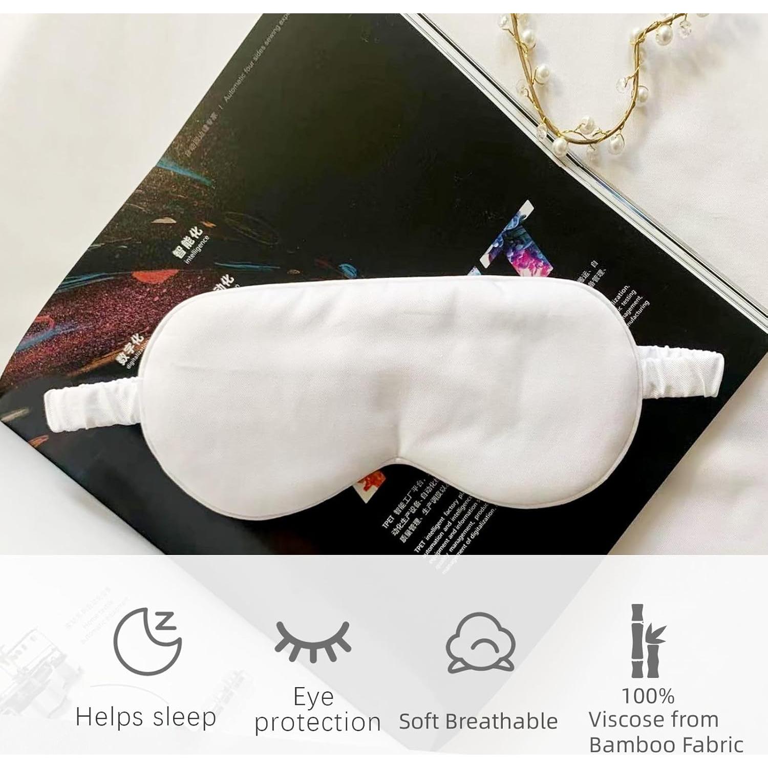 Máscara de Sueño HBHLFZ 2 Piezas - Fibra de Bambú - Blanca