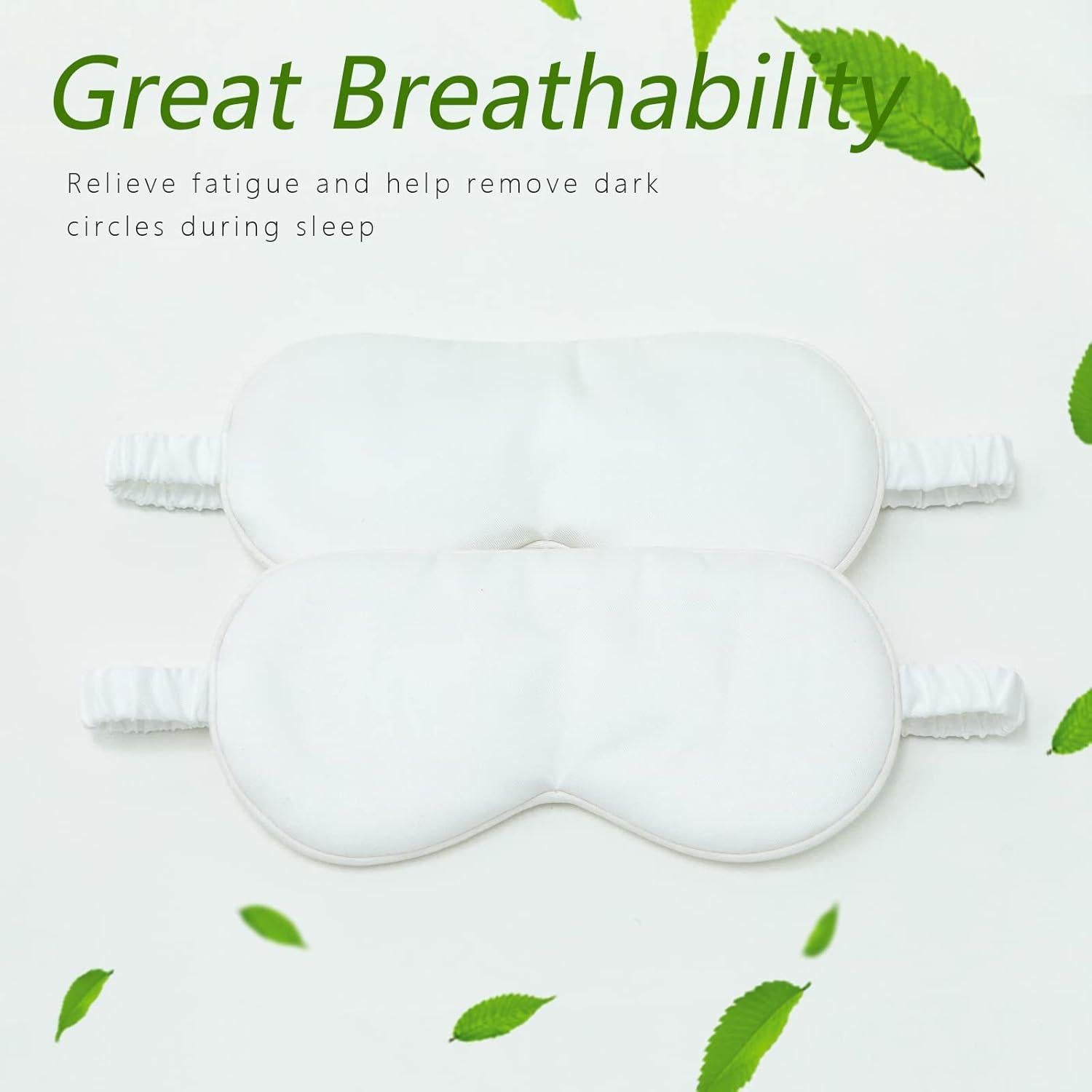 Máscara de Sueño HBHLFZ 2 Piezas - Fibra de Bambú - Blanca