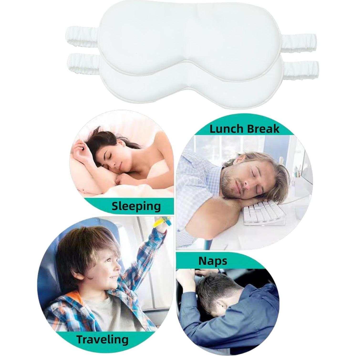 Máscara de Sueño HBHLFZ 2 Piezas - Fibra de Bambú - Blanca