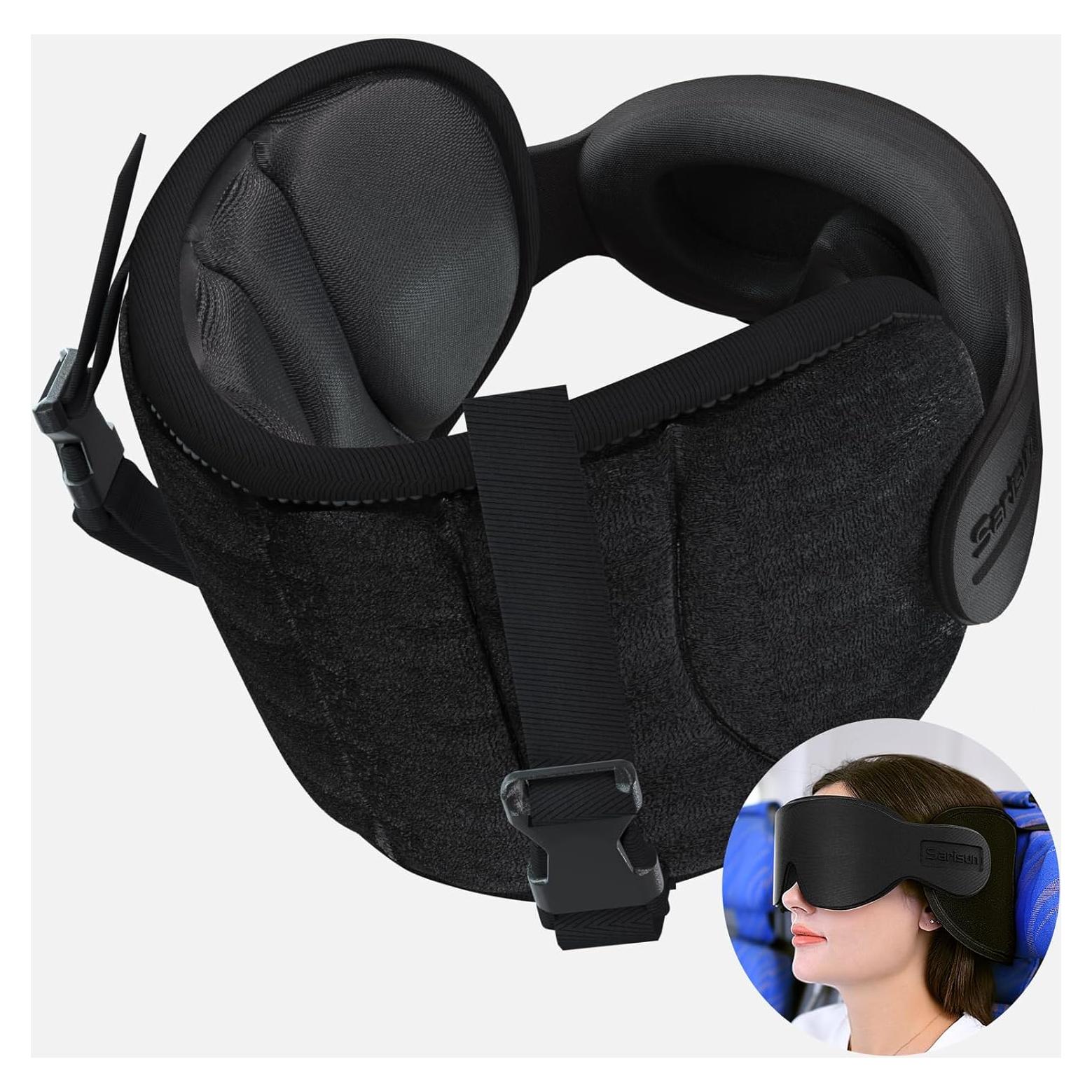 Almohada de Viaje SARISUN con Soporte 360° y Máscara