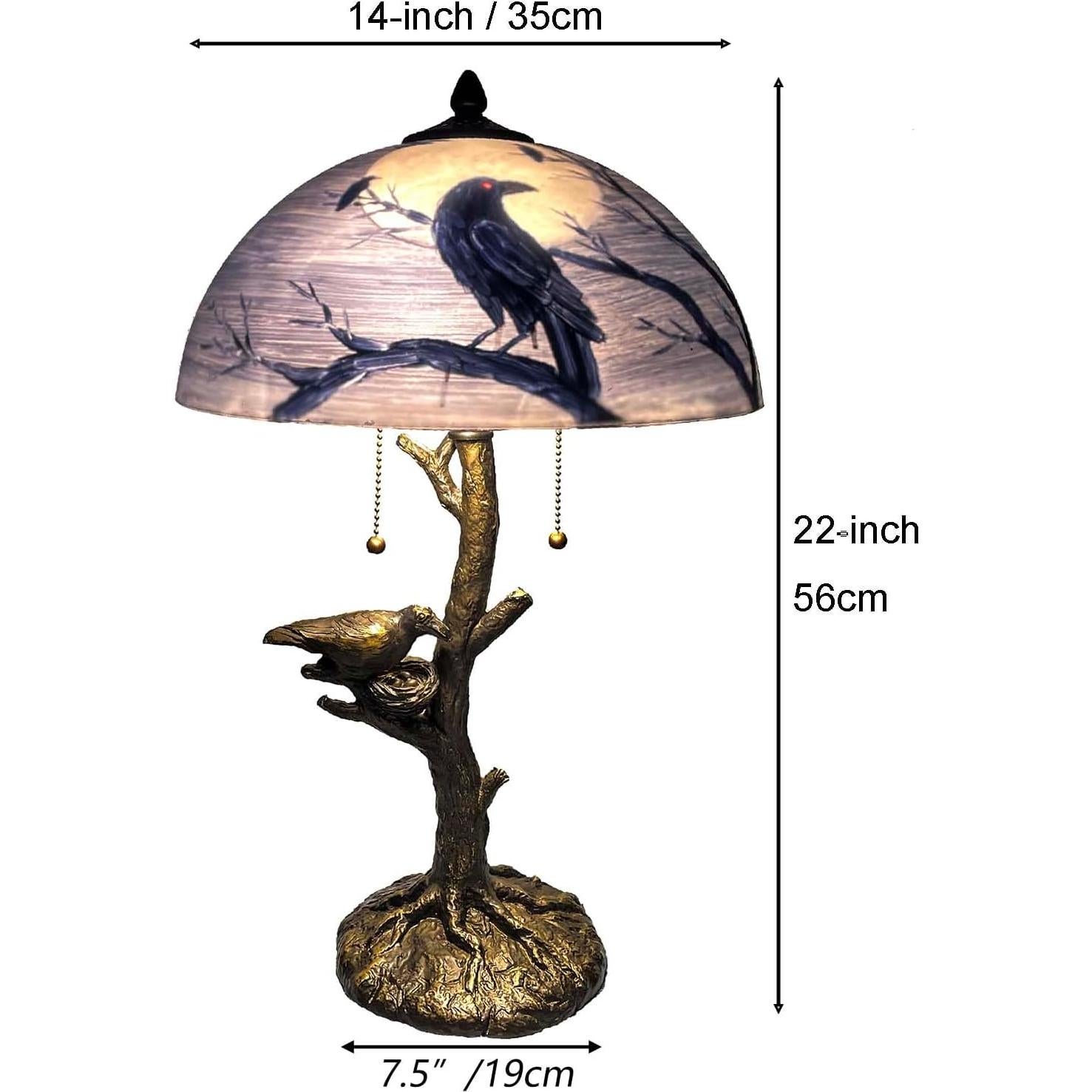 Lámpara de Mesa BIEYE Cuervos en Rama 35.56 cm Vidrio Pintado