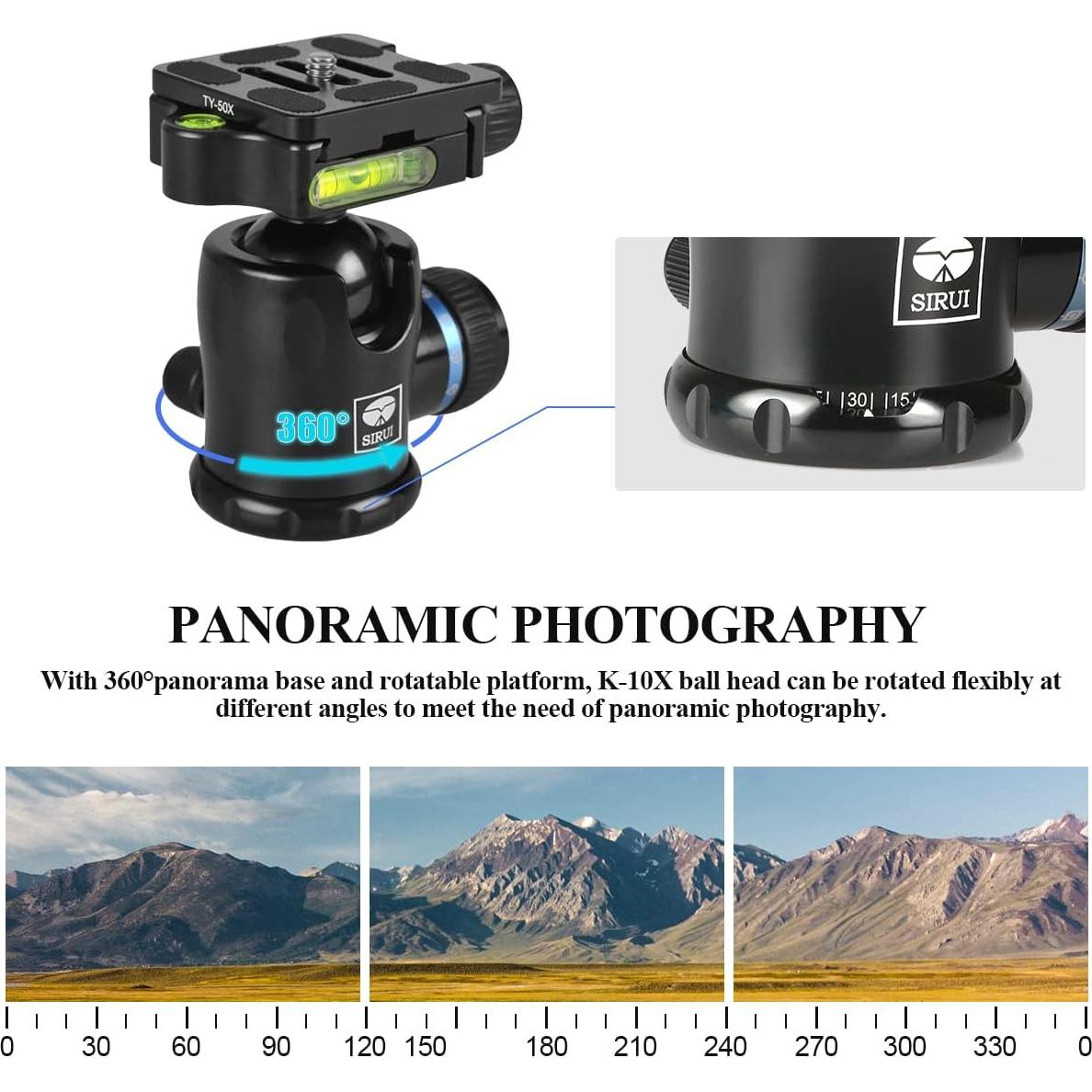 Cabezal de trípode de aluminio Sirui K-10X con placa rápida