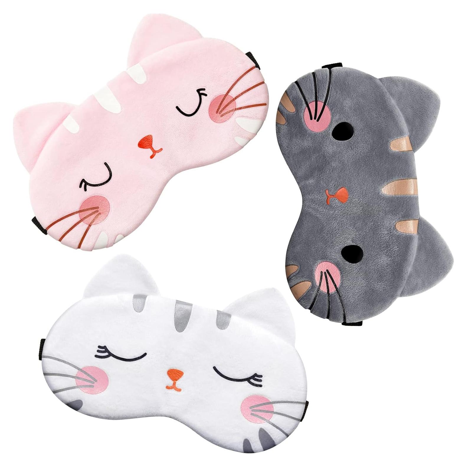 Haysandy Máscaras de Dormir Gato 3 Piezas Suaves 19x10cm
