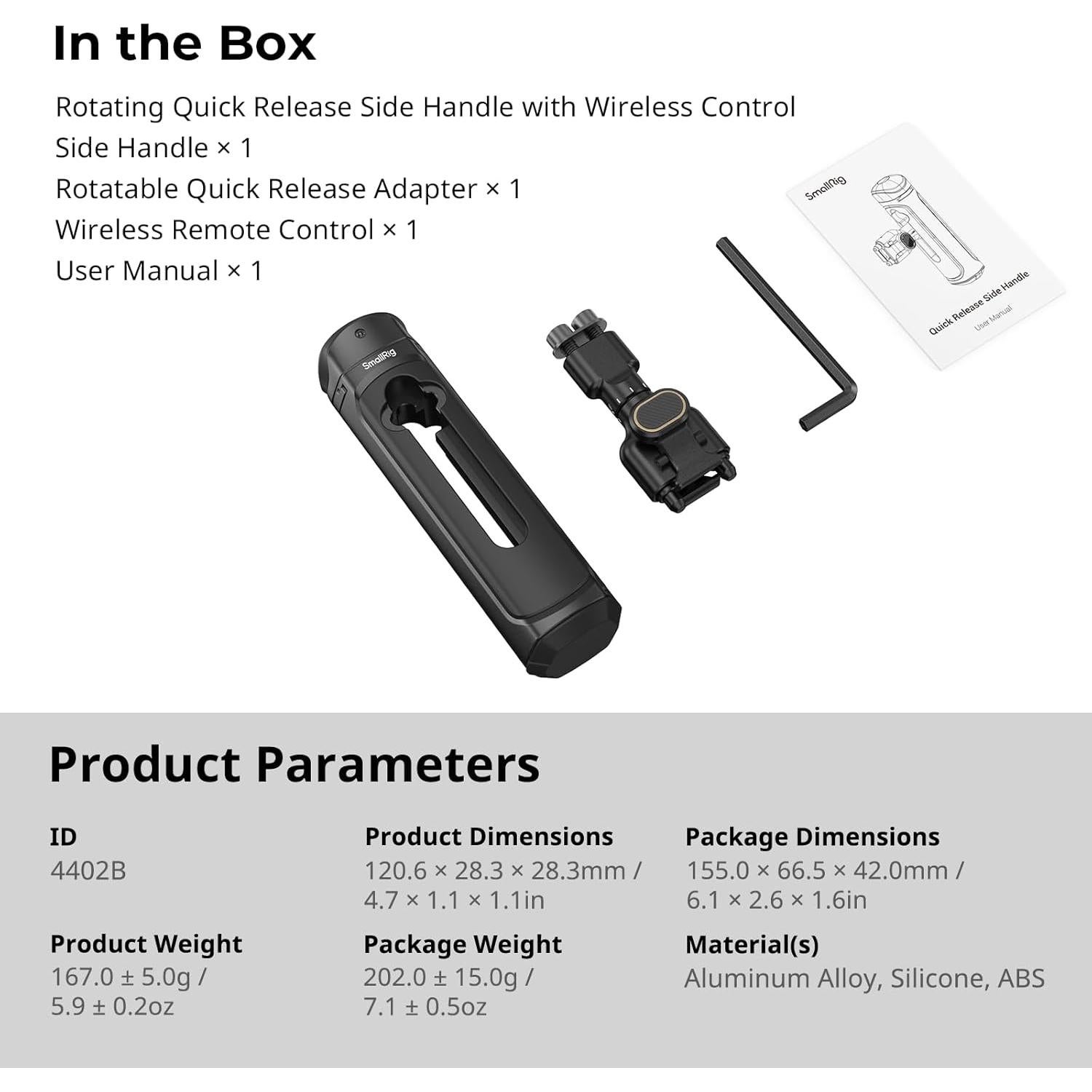 Mango Lateral Inalámbrico SmallRig 4402B con Control Remoto