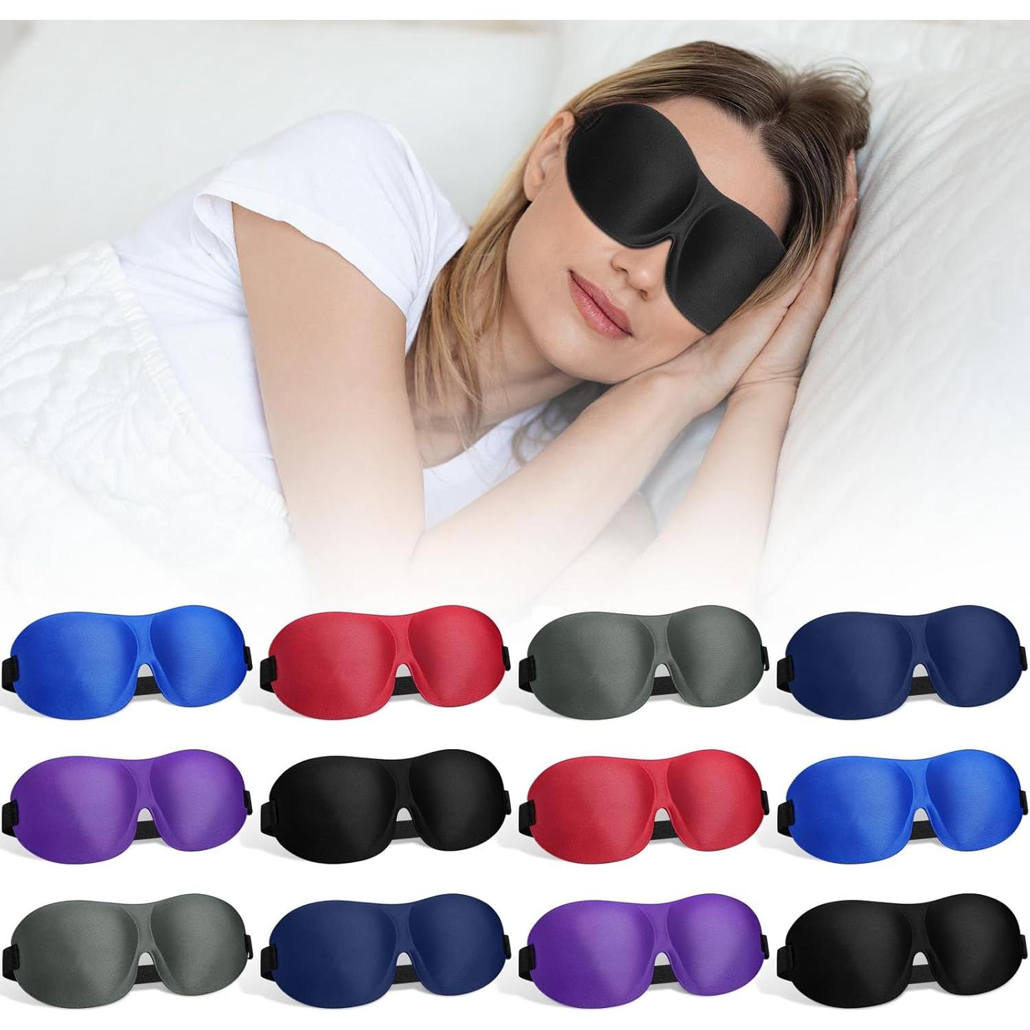 Bonuci 12 Máscaras de Sueño 3D Antifaz Ajustable Multicolor