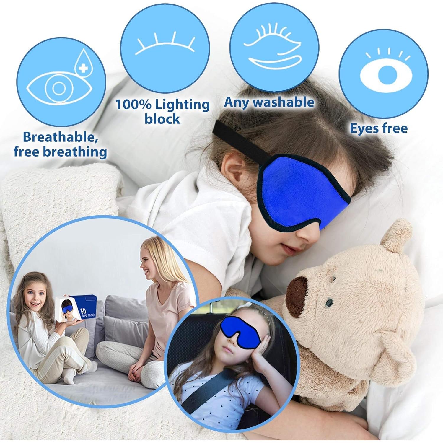 Máscara de Sueño Folk SB-123 para Niños - Azul Oscuro