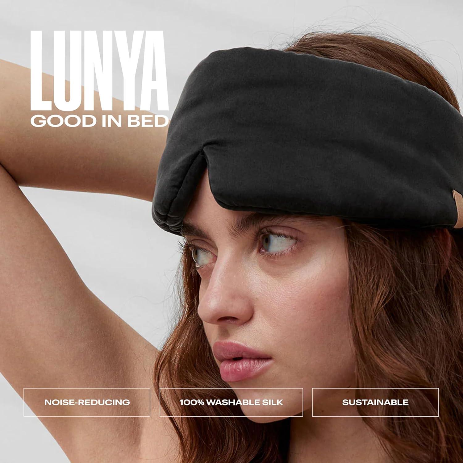 Máscara de Sueño Lunya de Seda Lavable - Negro Pequeño