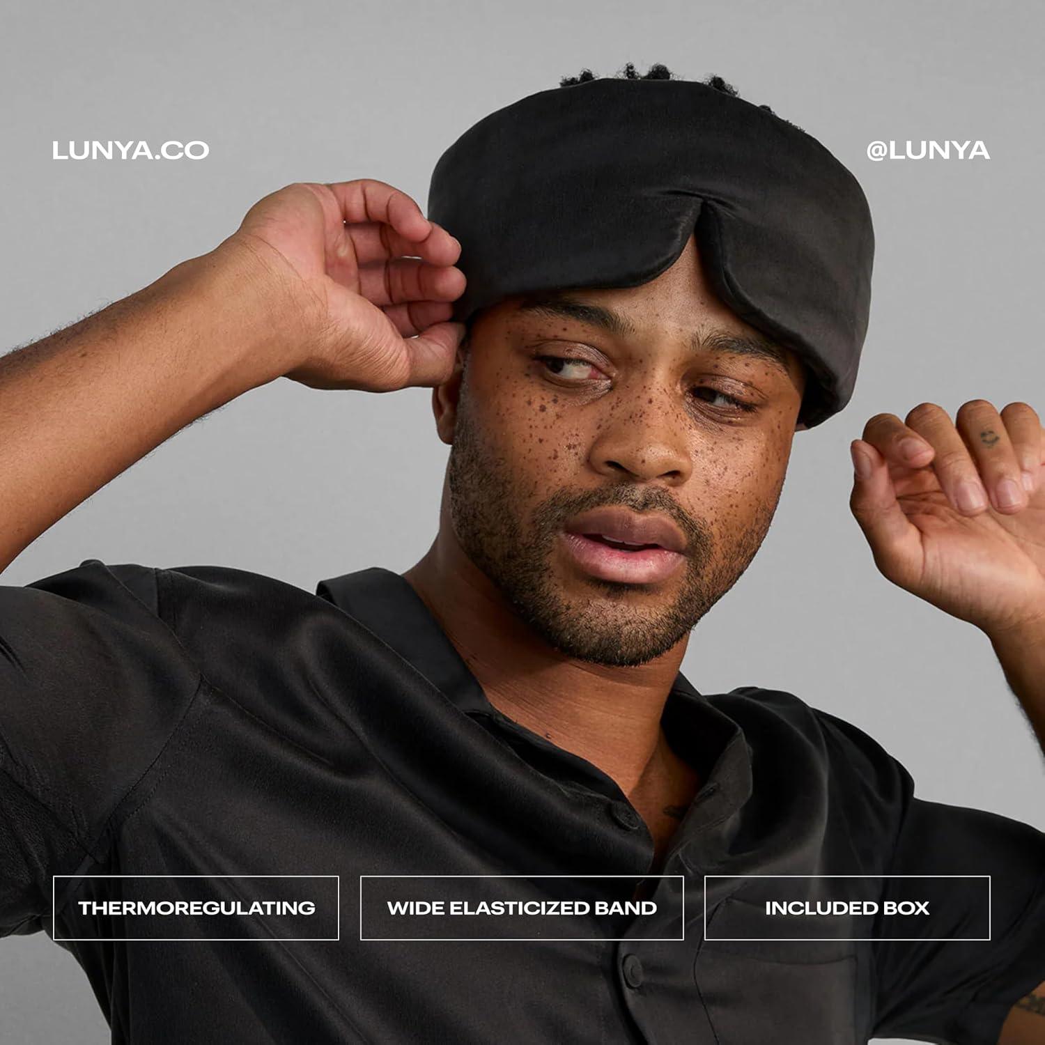 Máscara de Sueño Lunya de Seda Lavable - Negro Pequeño