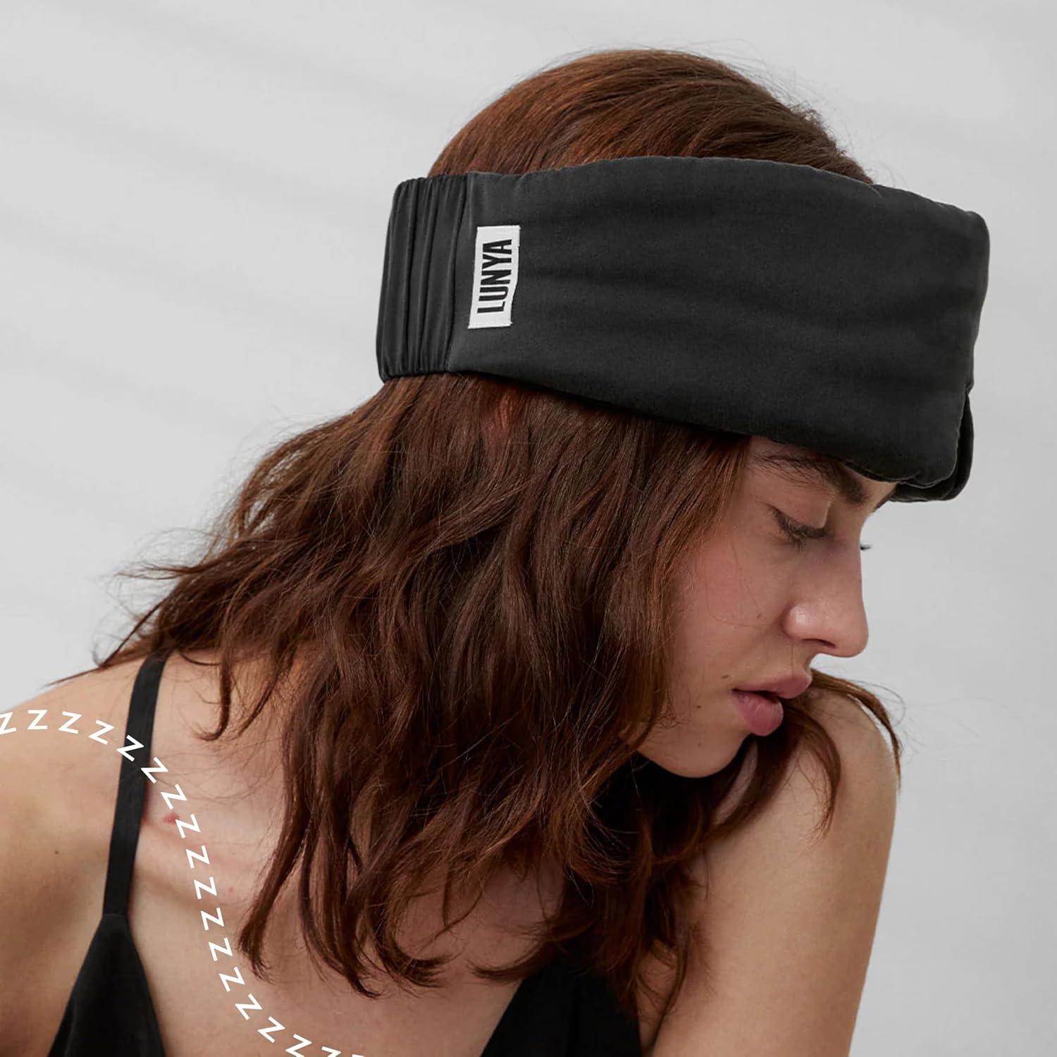 Máscara de Sueño Lunya de Seda Lavable - Negro Pequeño