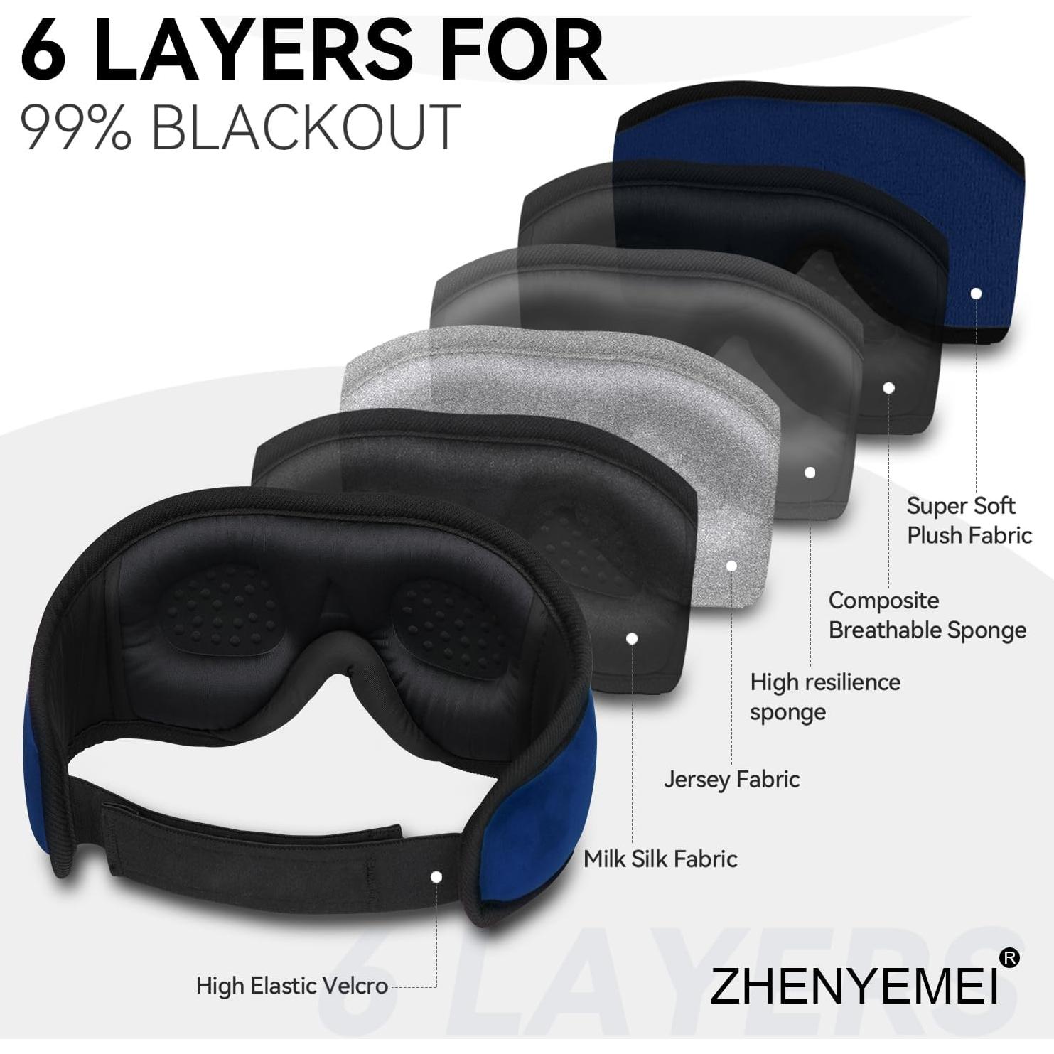 Máscara para dormir ZHENYEMEI con auriculares Bluetooth 5.4