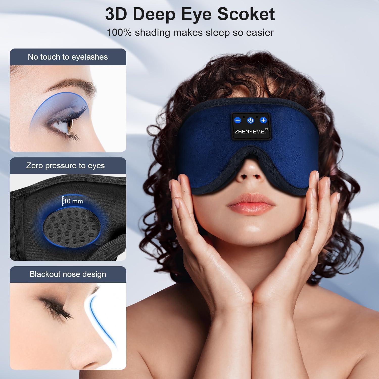 Máscara para dormir ZHENYEMEI con auriculares Bluetooth 5.4