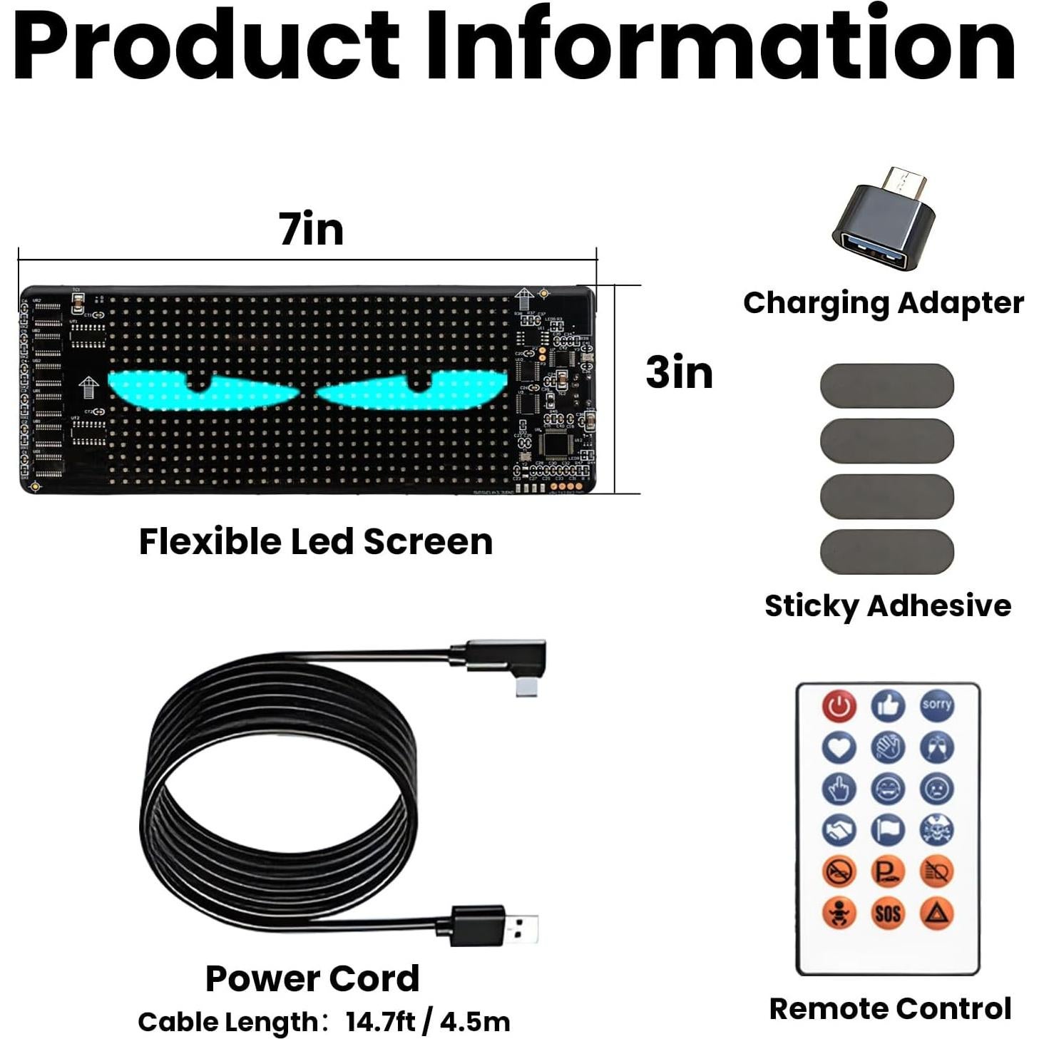 Ojos LED Diablo Wonhag DVEYES para Parabrisas de Coche 17.78x7.62cm