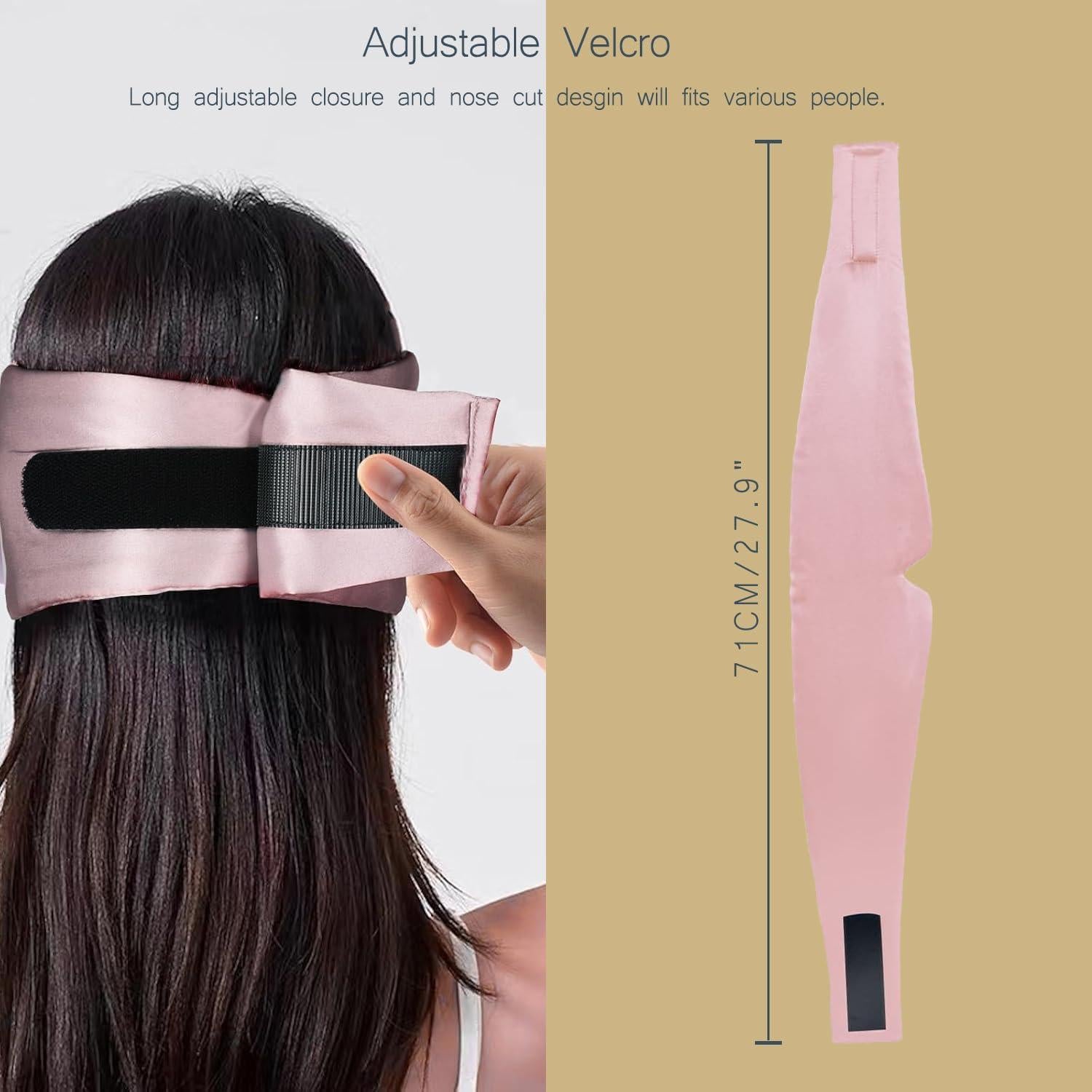 Máscara de Sueño de Seda C1 Rosa Ajustable y Suave