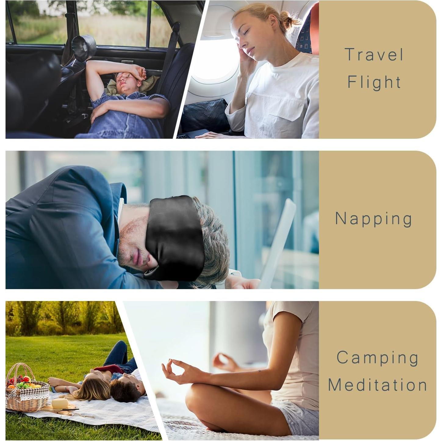 Máscara de Sueño de Seda C1 Rosa Ajustable y Suave