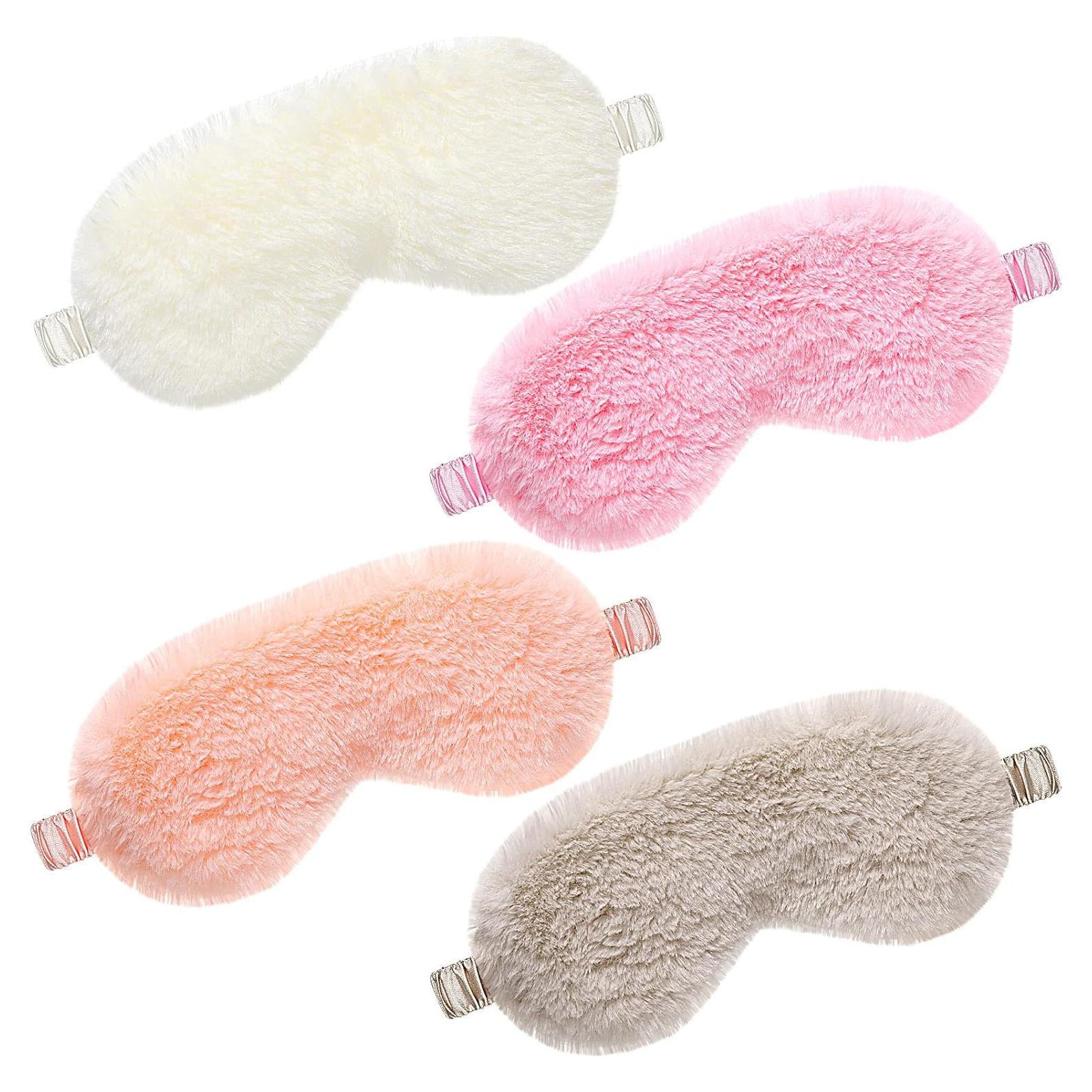 4 Máscaras de Ojos de Felpa y Seda Geyoga - Antifaz Sueño