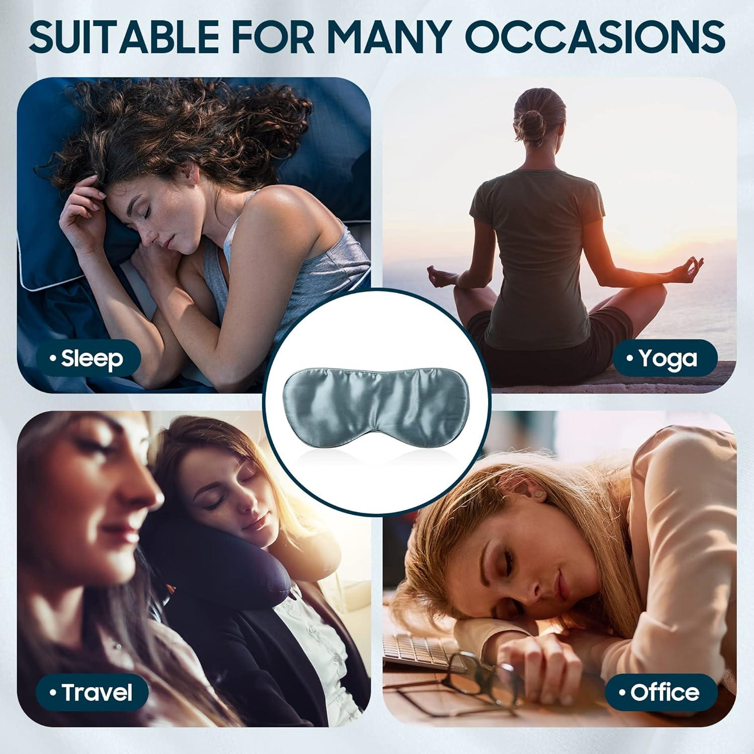 Mascarilla de Seda ZOESMIEN Azul Brumoso para Dormir