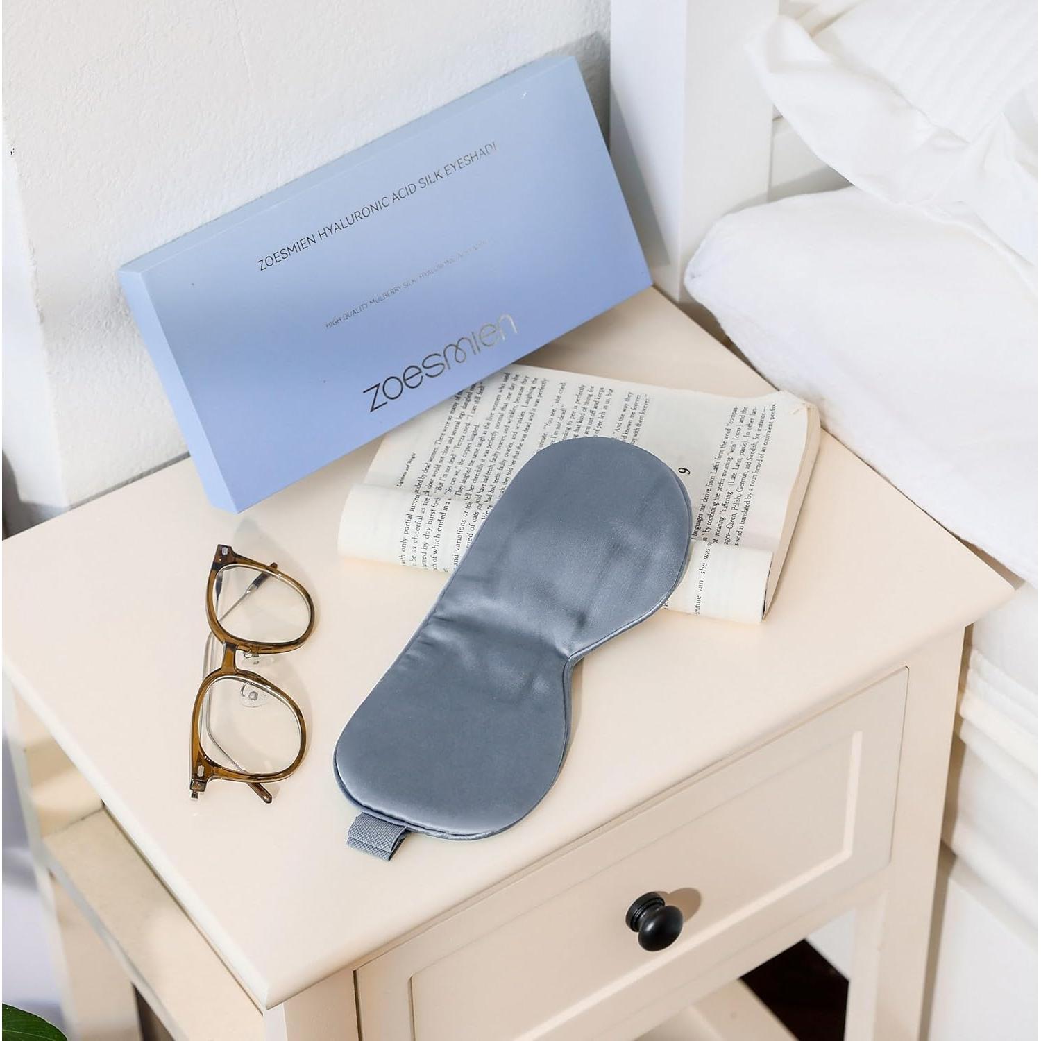 Mascarilla de Seda ZOESMIEN Azul Brumoso para Dormir