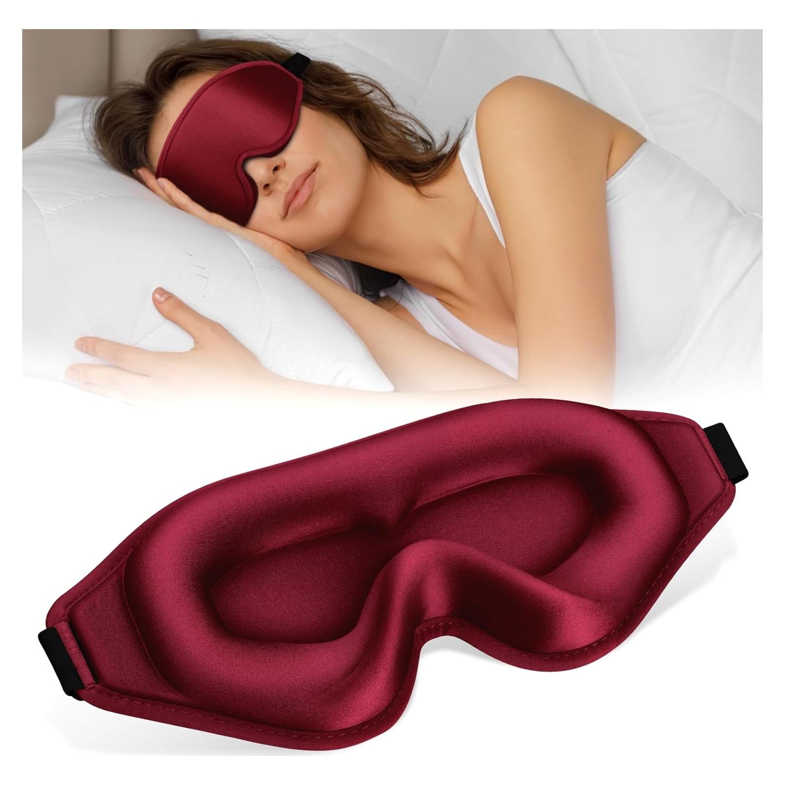 Máscara de Sueño Cverny 3D Bloqueo Luz Ajustable Rojo