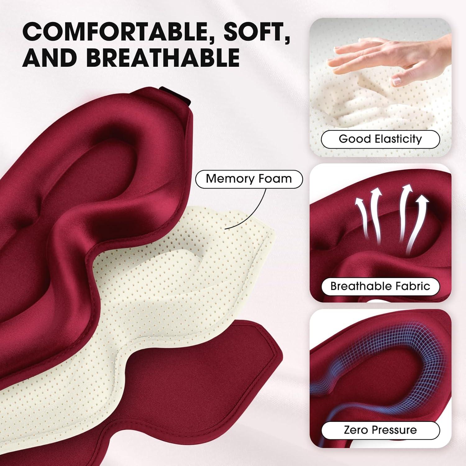 Máscara de Sueño Cverny 3D Bloqueo Luz Ajustable Rojo