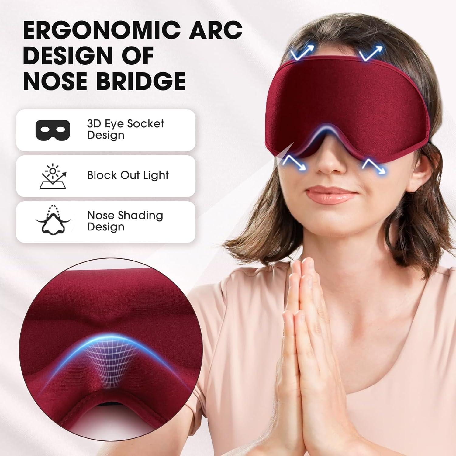 Máscara de Sueño Cverny 3D Bloqueo Luz Ajustable Rojo