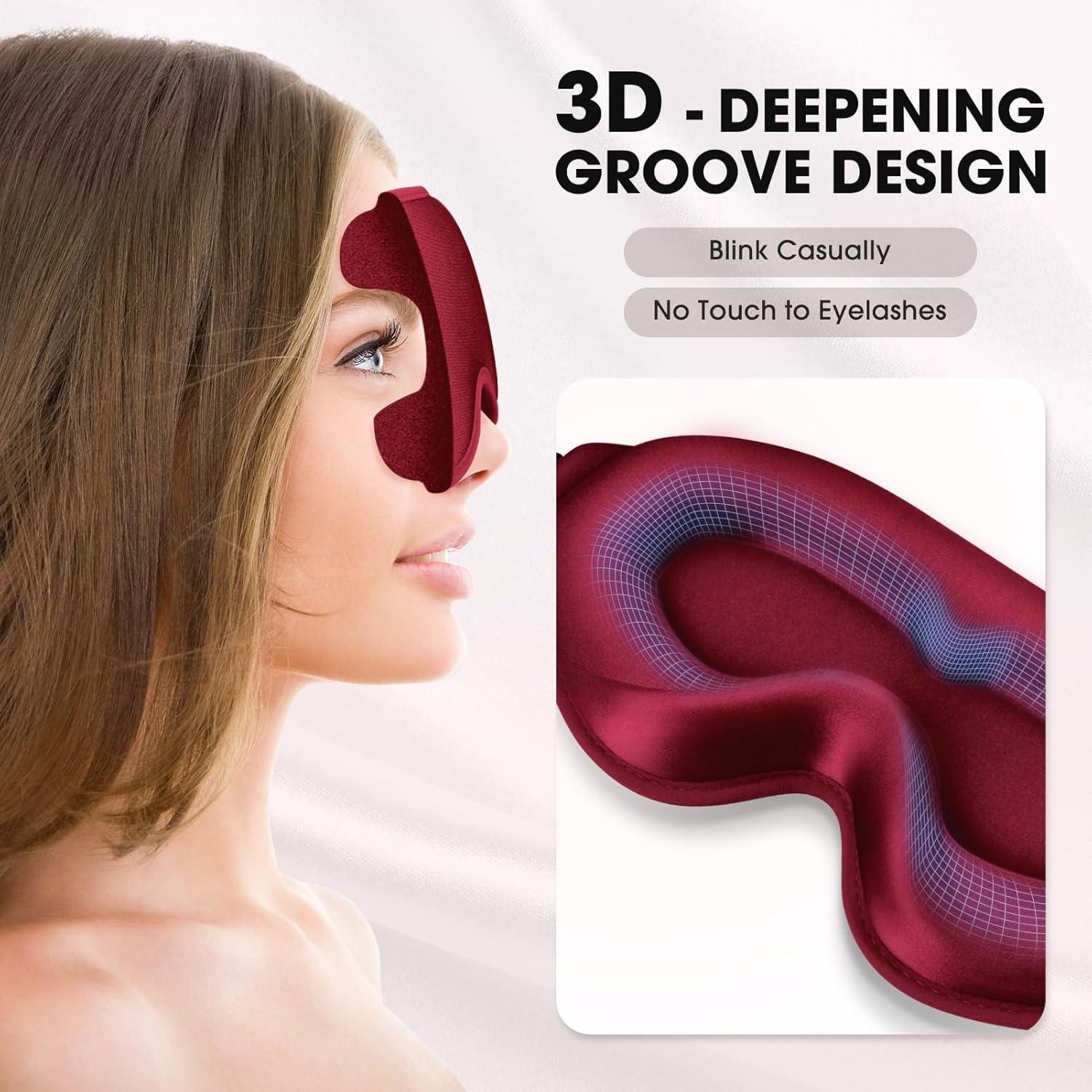 Máscara de Sueño Cverny 3D Bloqueo Luz Ajustable Rojo