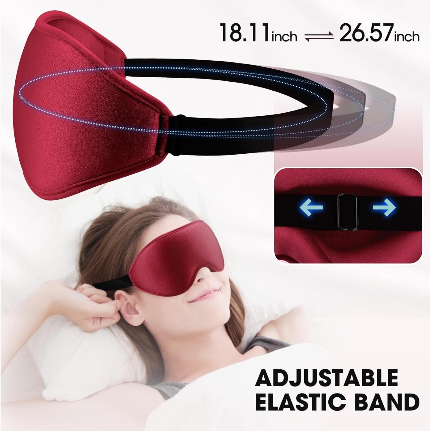 Máscara de Sueño Cverny 3D Bloqueo Luz Ajustable Rojo