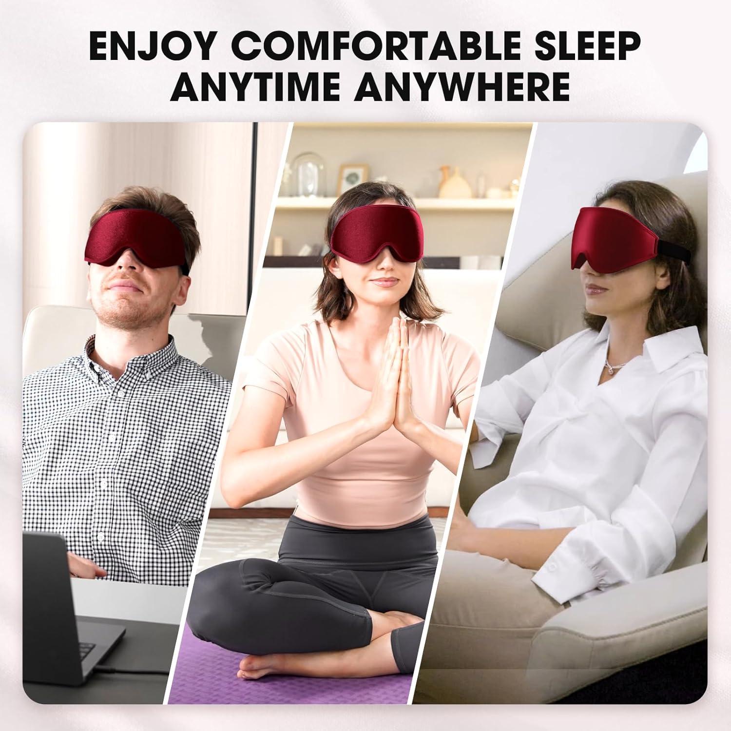 Máscara de Sueño Cverny 3D Bloqueo Luz Ajustable Rojo