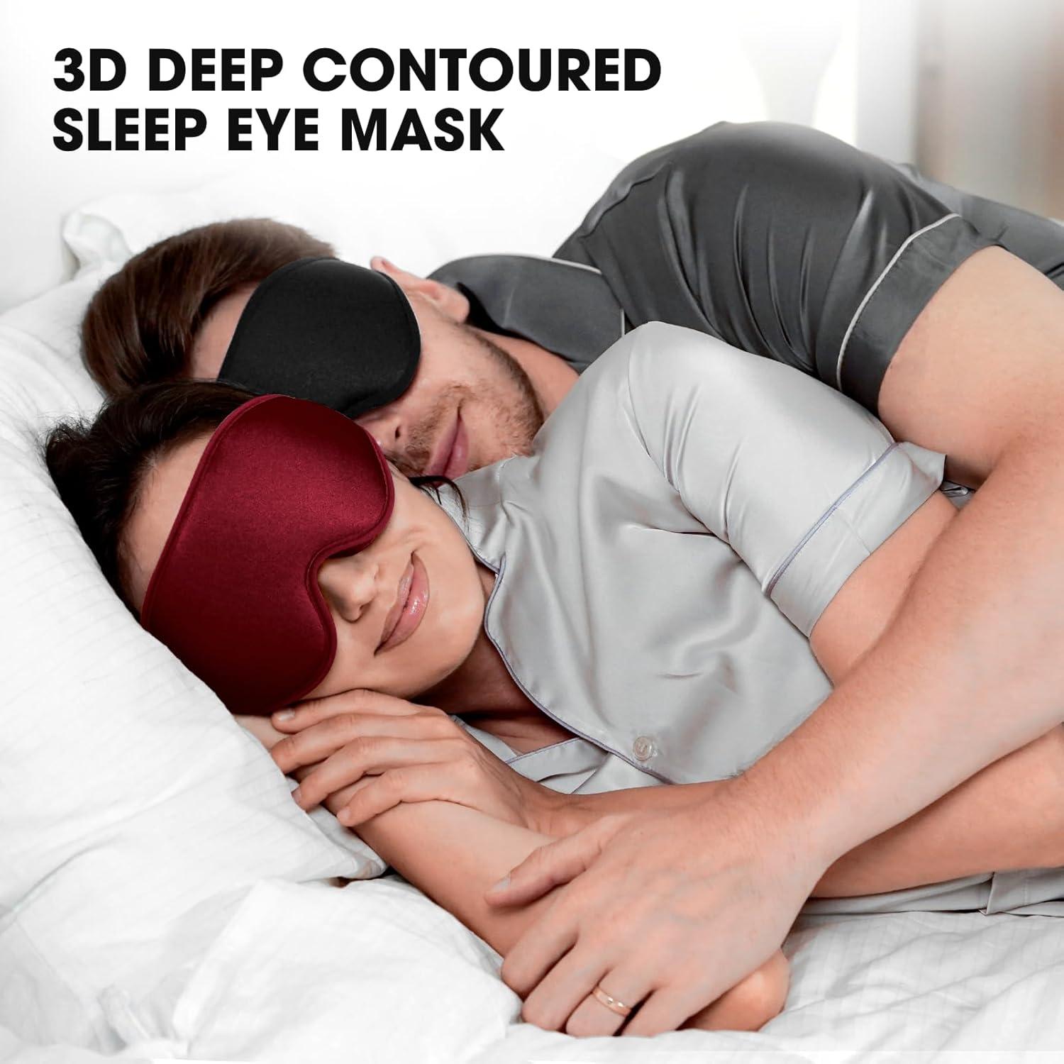 Máscara de Sueño Cverny 3D Bloqueo Luz Ajustable Rojo