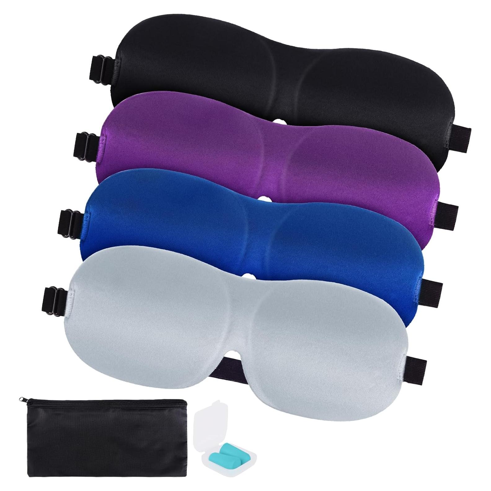 Paquete de 4 Máscaras para Dormir VEKDA Ajustables 3D