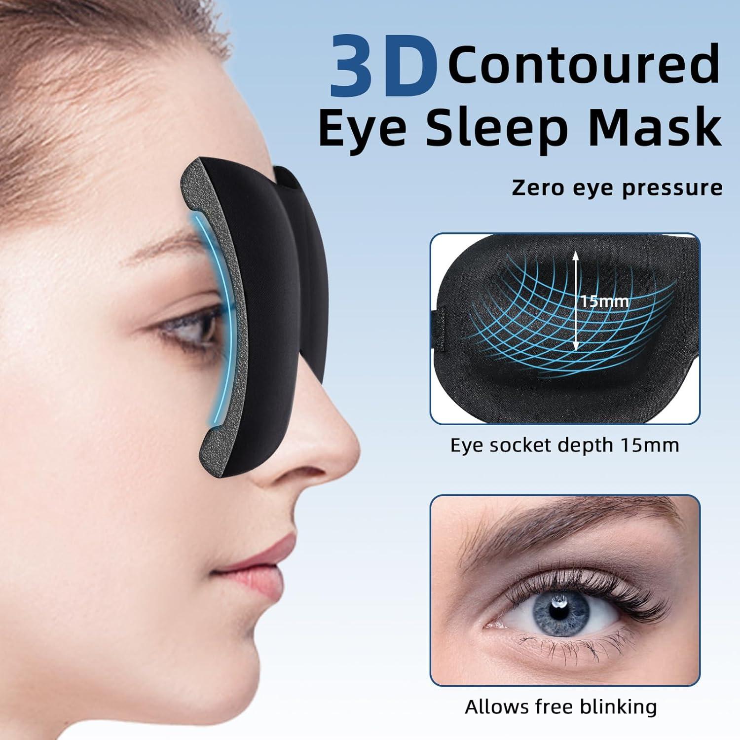 Paquete de 4 Máscaras para Dormir VEKDA Ajustables 3D