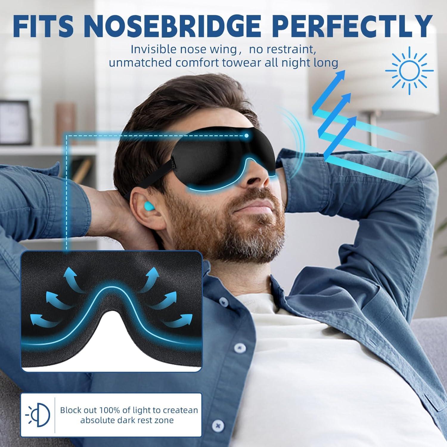 Paquete de 4 Máscaras para Dormir VEKDA Ajustables 3D