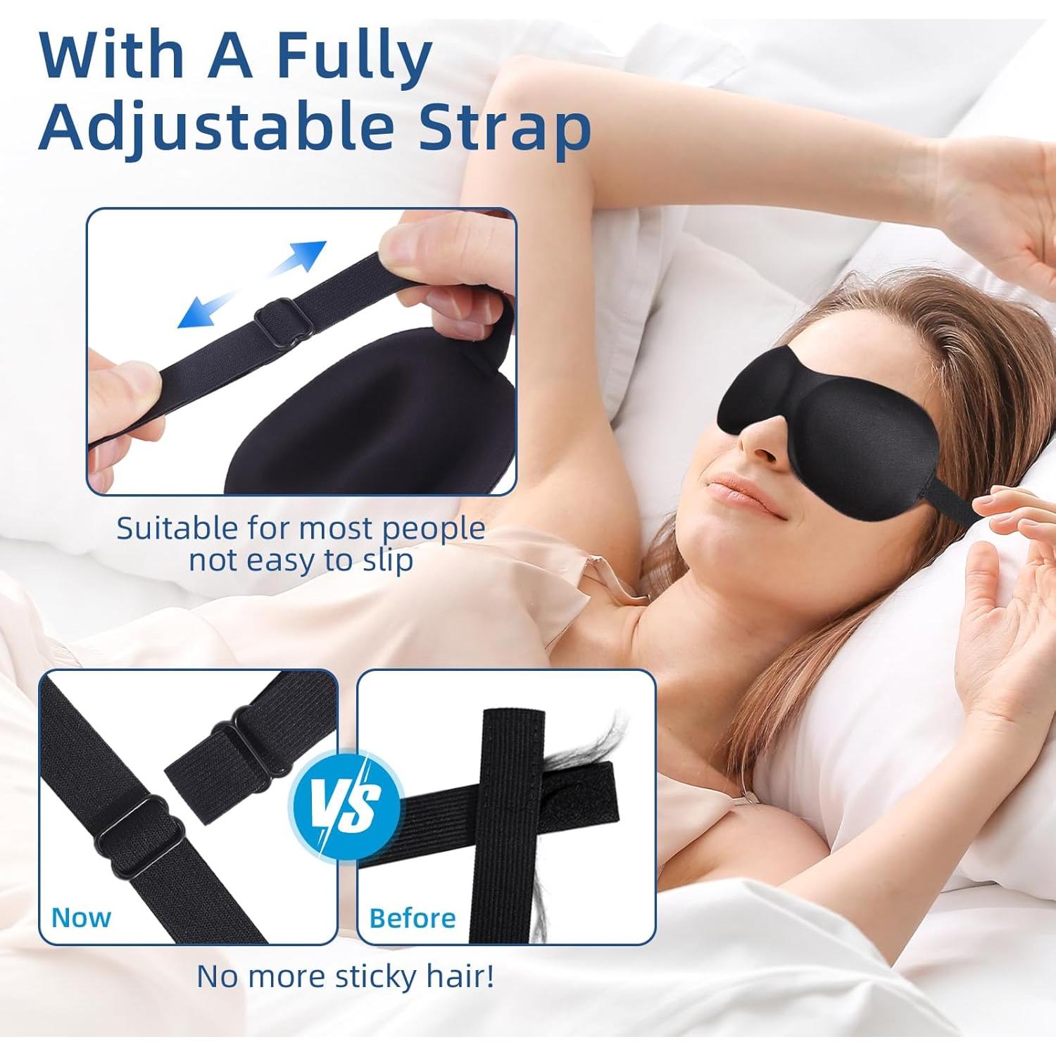 Paquete de 4 Máscaras para Dormir VEKDA Ajustables 3D