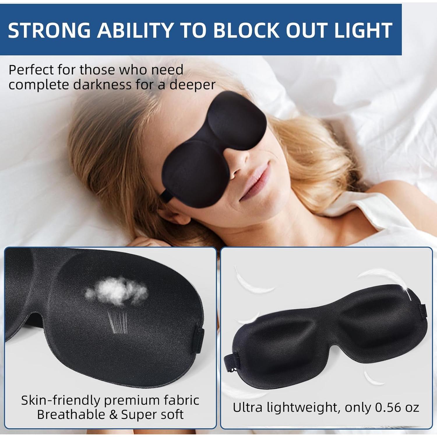 Paquete de 4 Máscaras para Dormir VEKDA Ajustables 3D